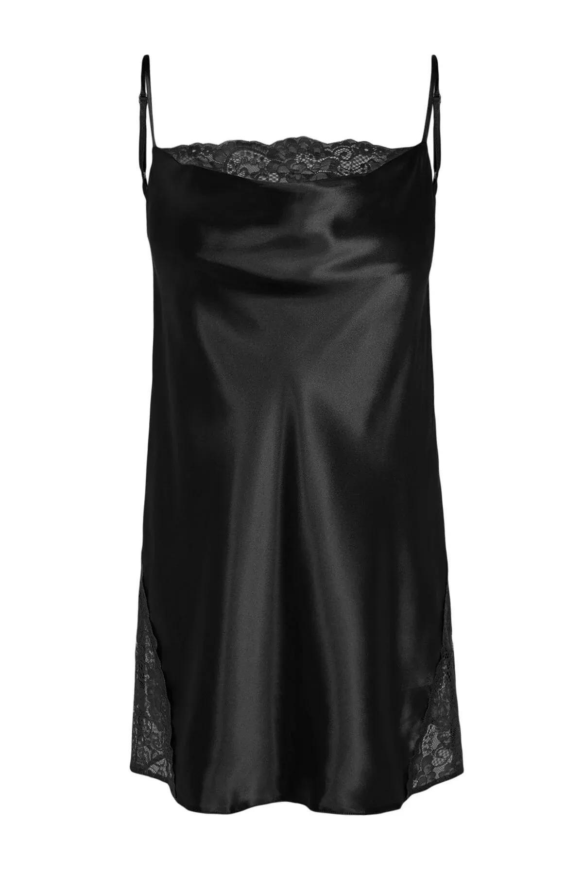 Black Cowl Neck Nightgown, , large image number 7