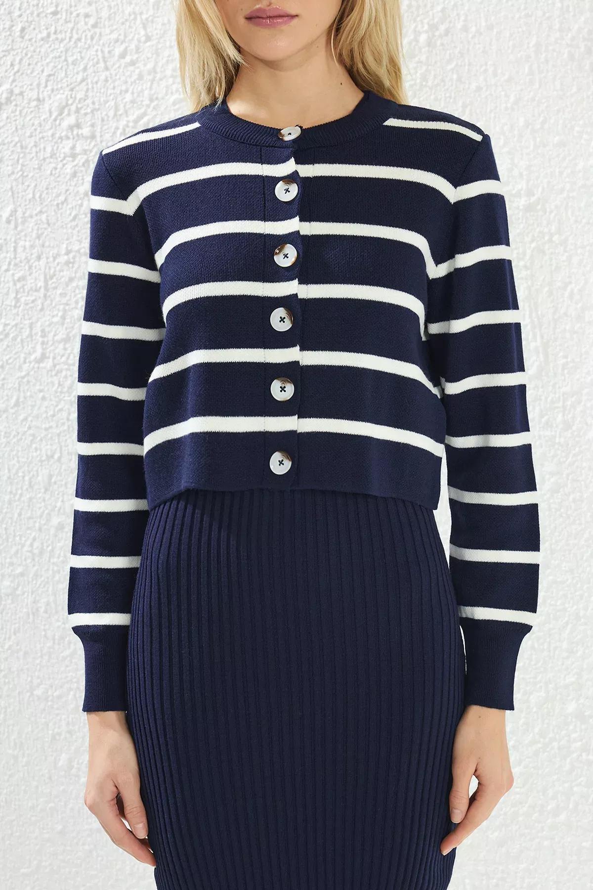 Navy Midi Knitted Cardigan Dress, C101_4136, large image number 2
