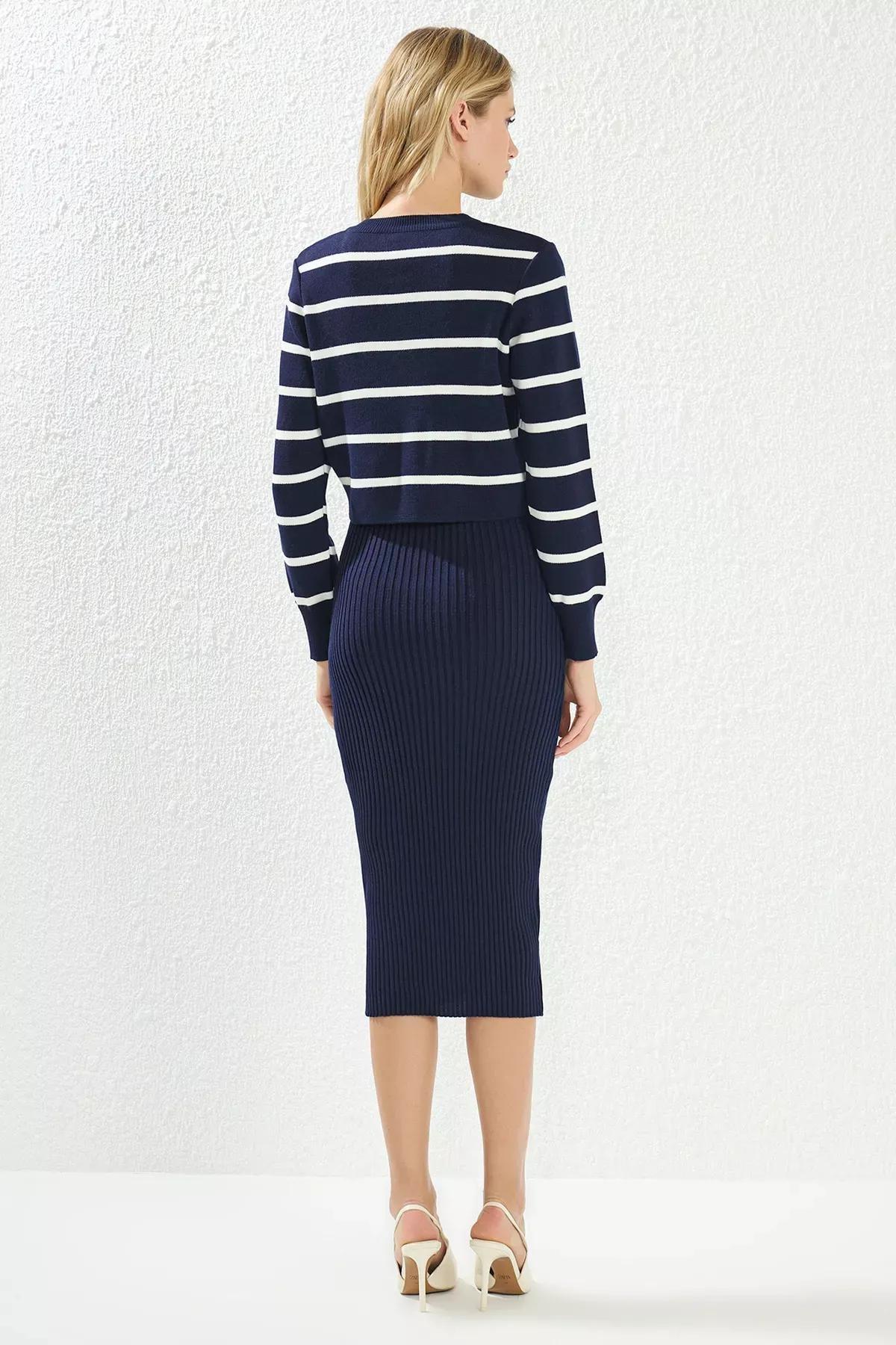 Navy Midi Knitted Cardigan Dress, C101_4136, large image number 4