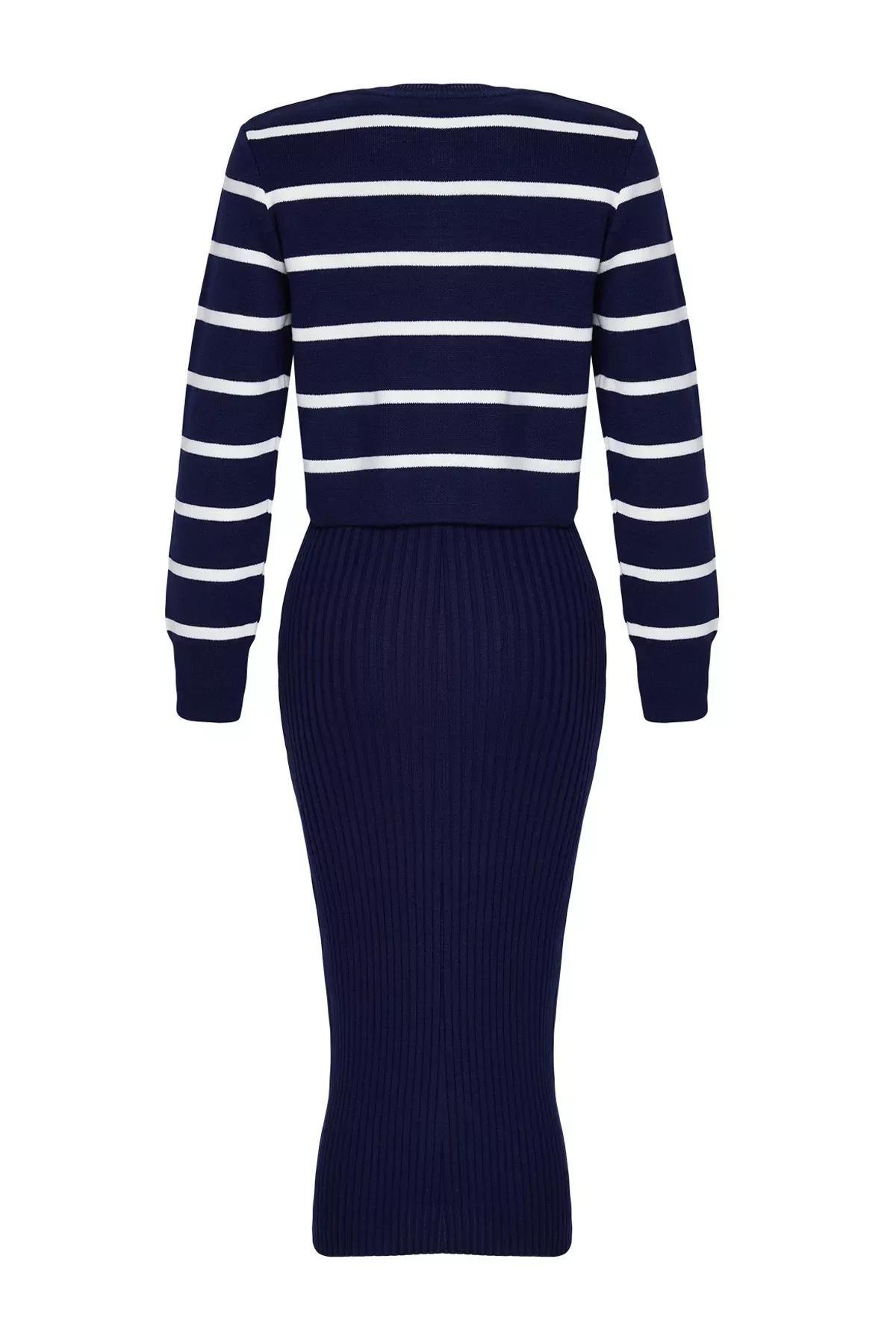 Navy Midi Knitted Cardigan Dress, C101_4136, large image number 7