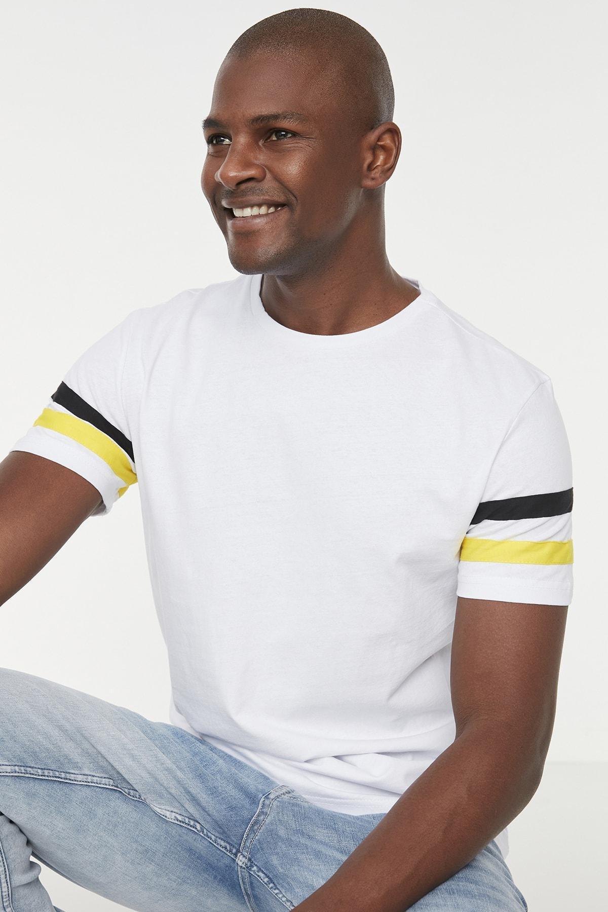 White Colourblock Slim T-Shirt, , large image number 1