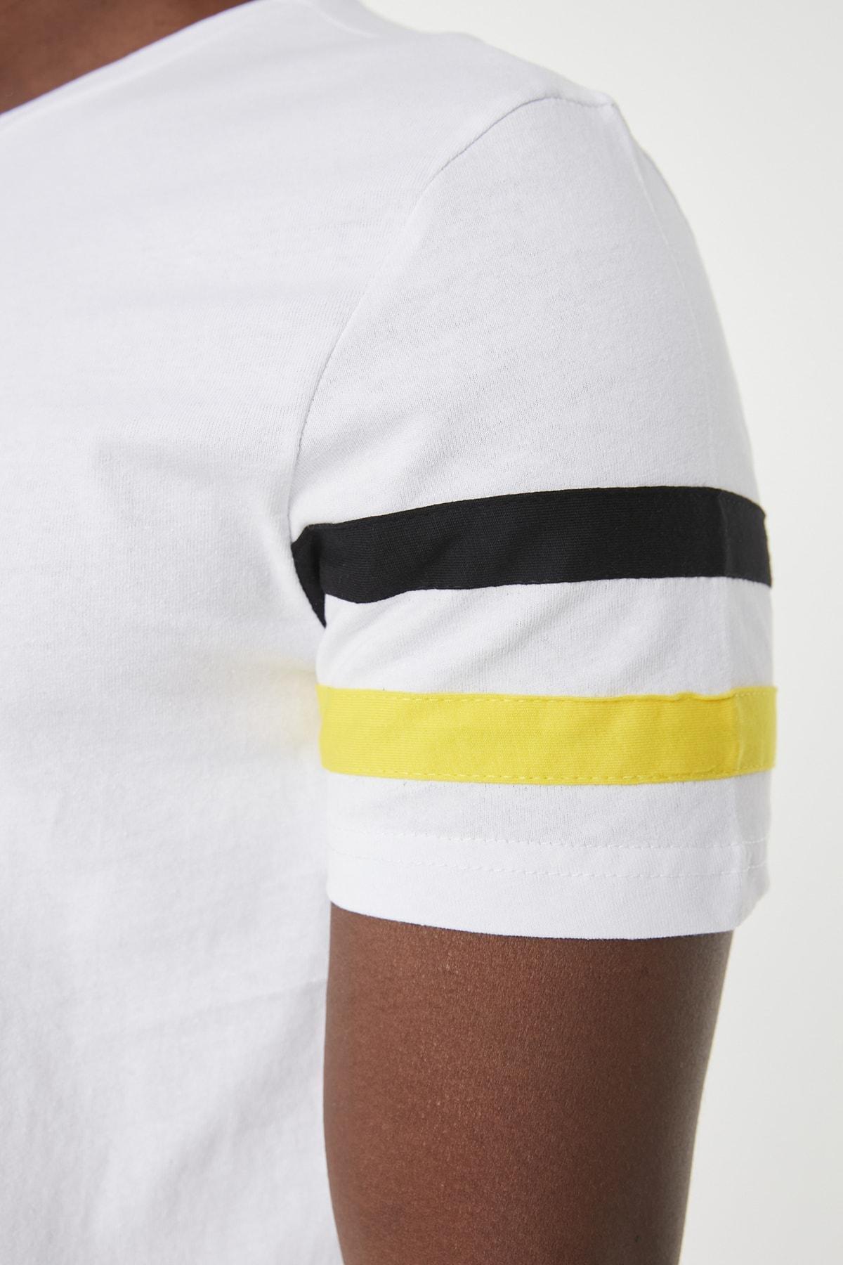 White Colourblock Slim T-Shirt, , large image number 2