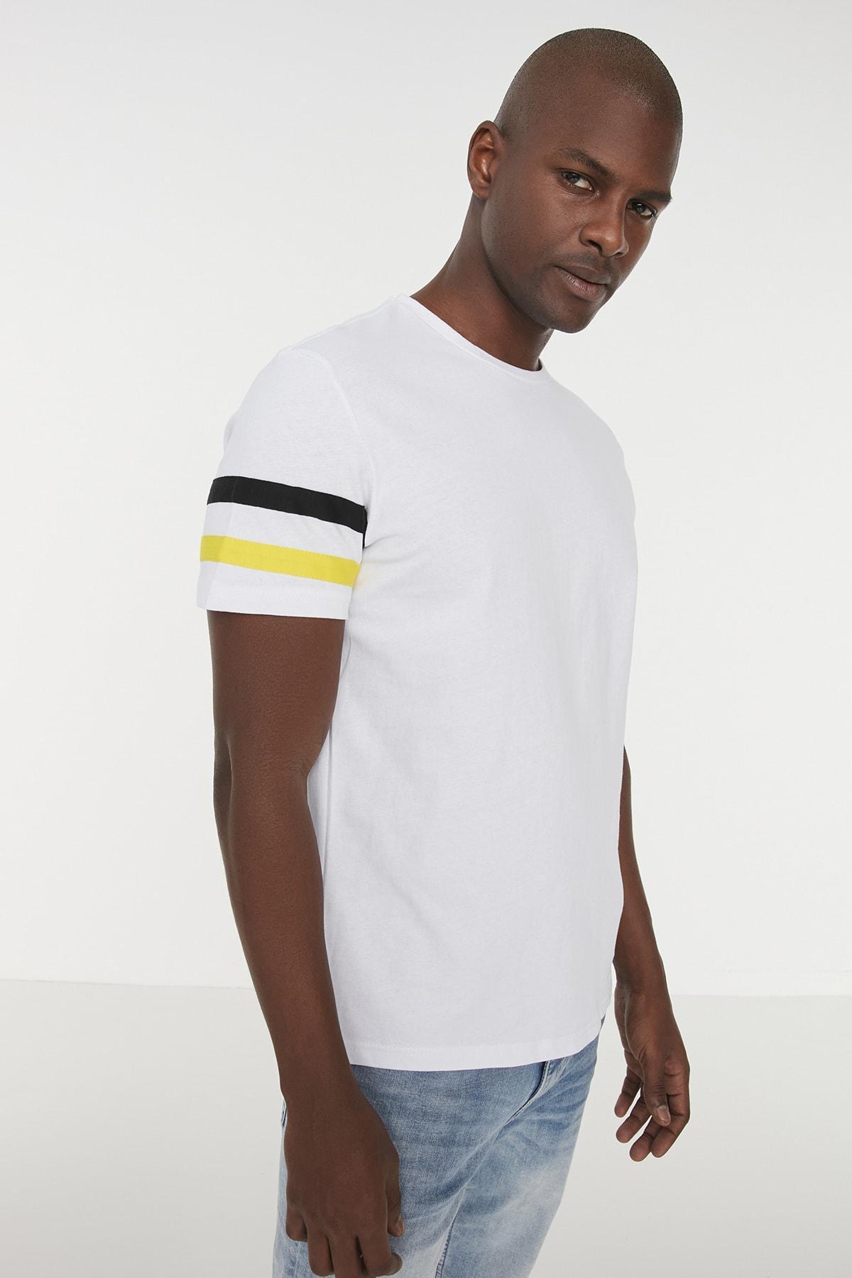 White Colourblock Slim T-Shirt, , large image number 3