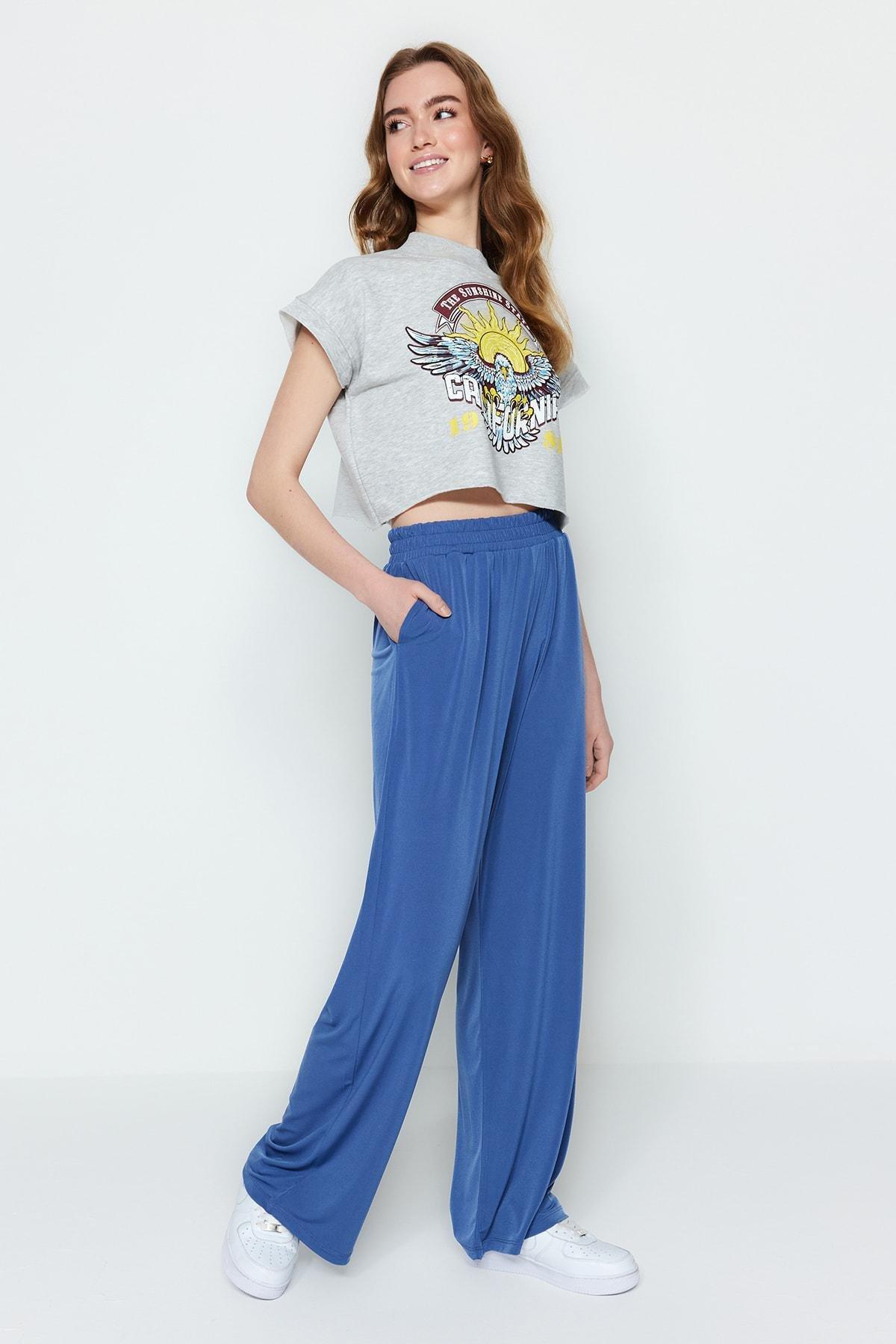 Navy Wide Leg Pants, , large image number 0