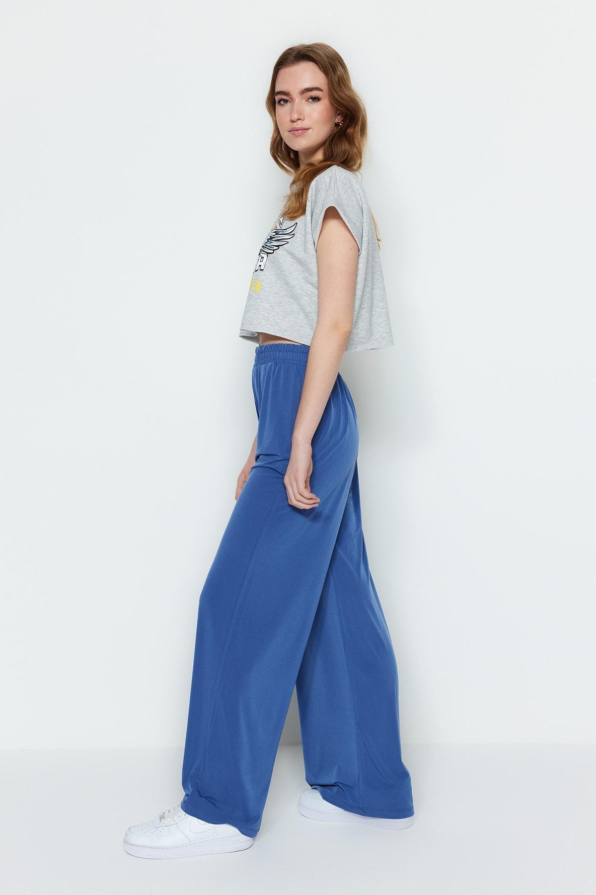 Navy Wide Leg Pants, , large image number 1