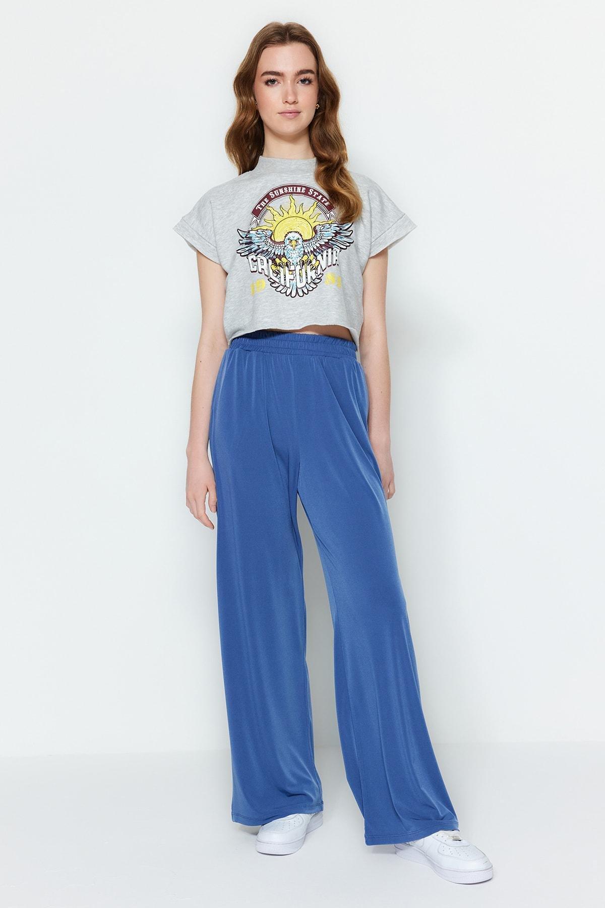 Navy Wide Leg Pants, , large image number 2