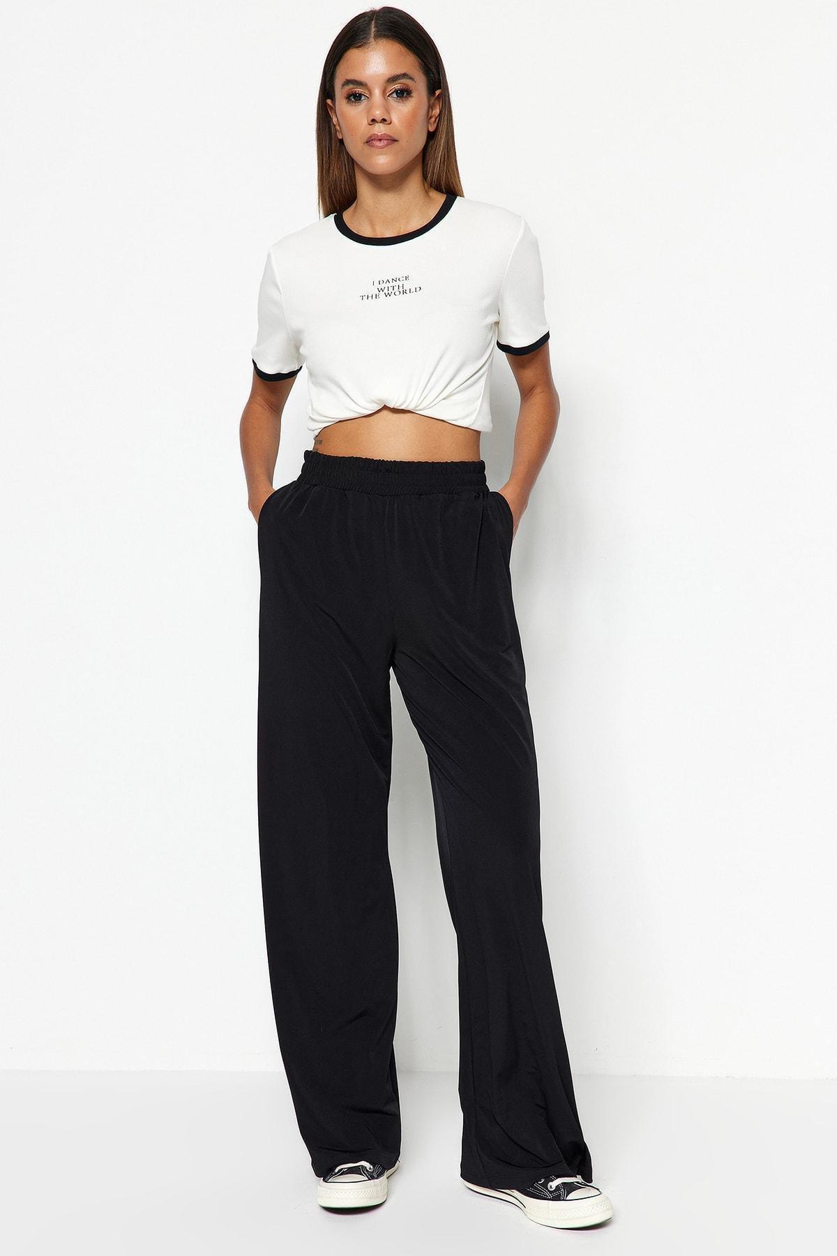Black Wide Leg Pants, , large image number 1