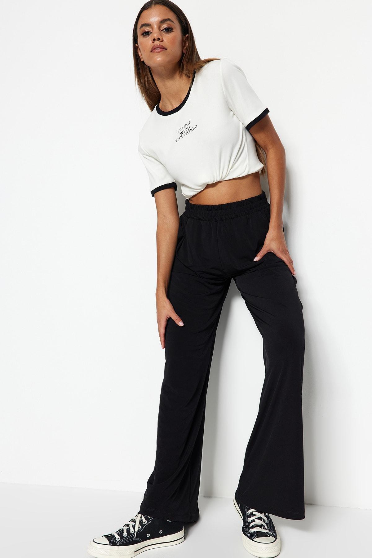 Black Wide Leg Pants, , large image number 2