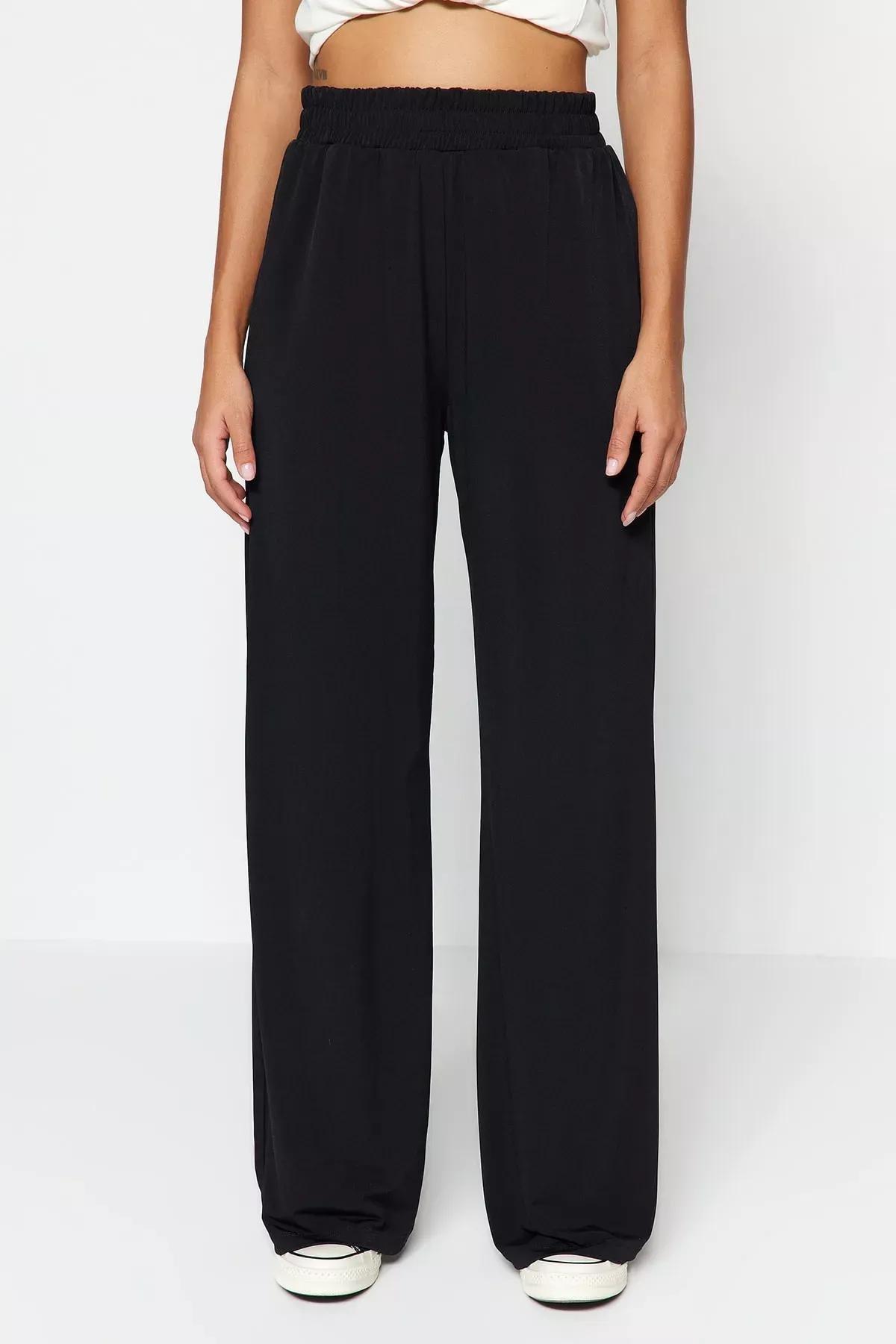 Black Wide Leg Pants, Black, large image number 3