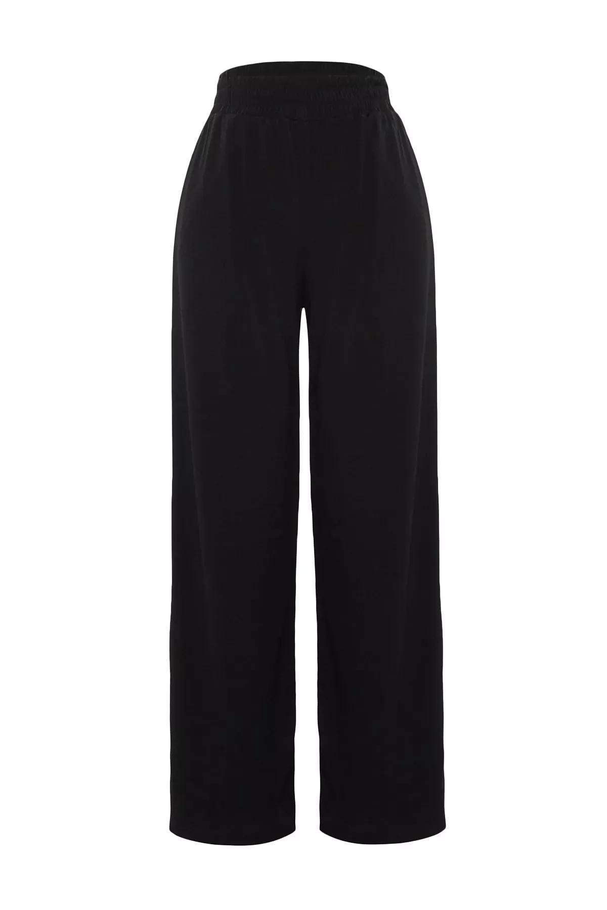 Black Wide Leg Pants, Black, large image number 5