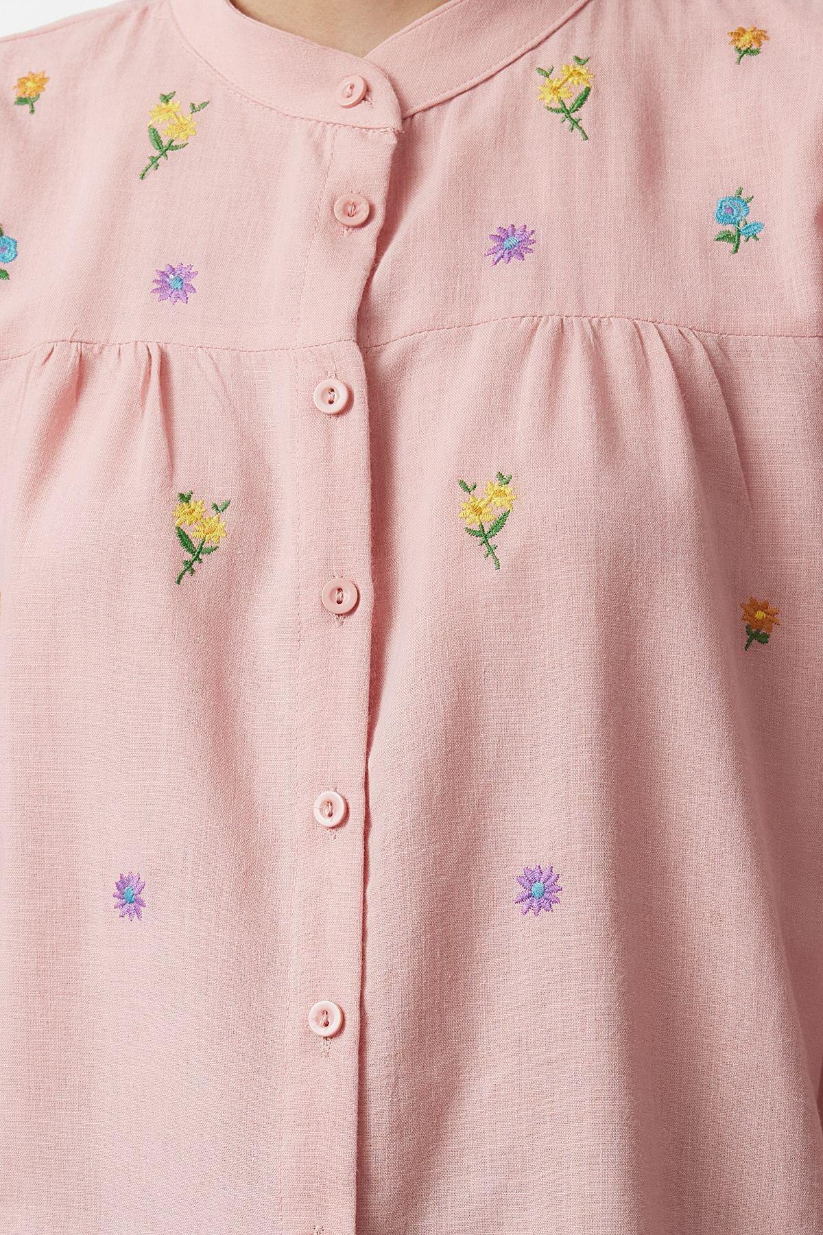 Pink Floral Embroidered Shirt, , large image number 2