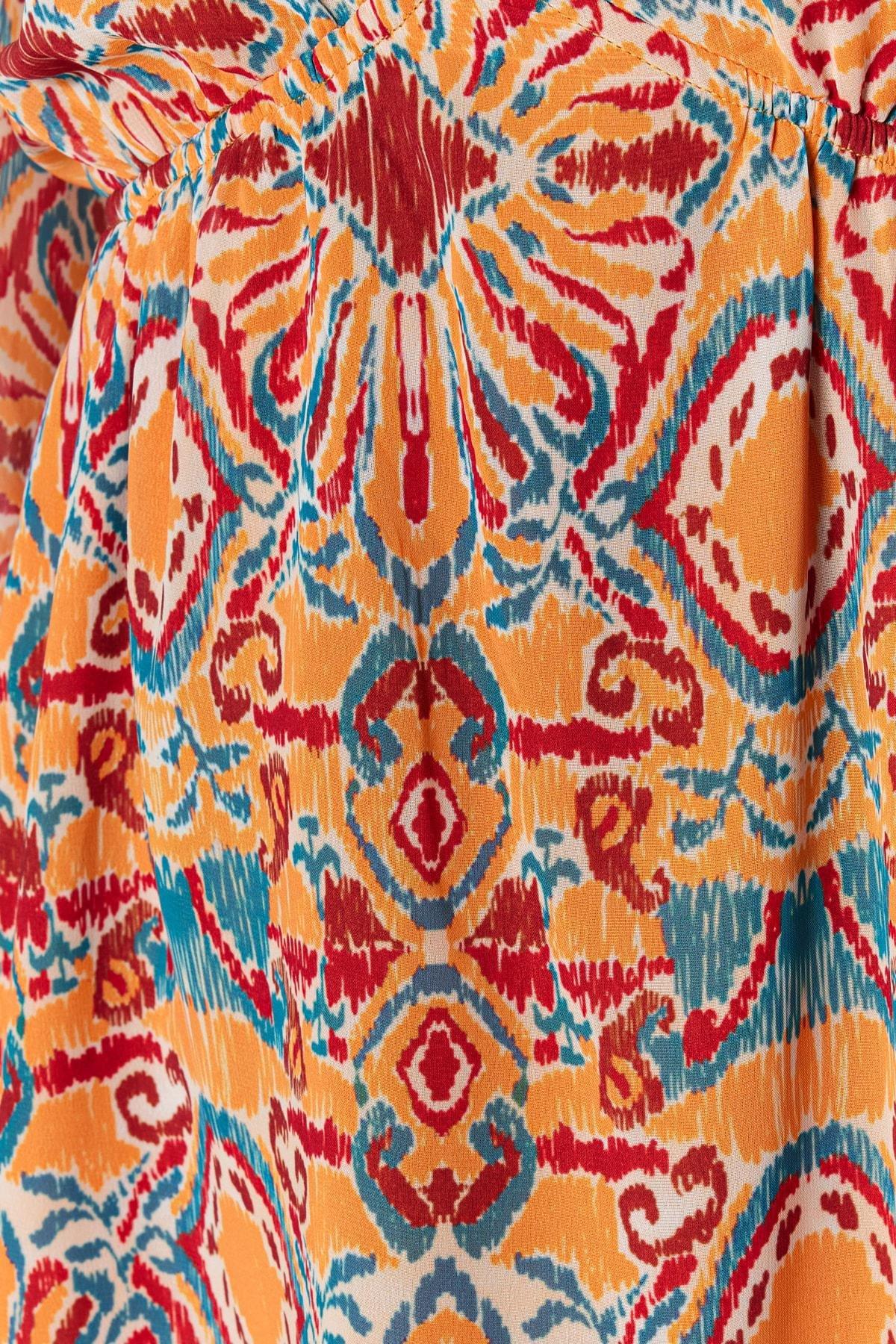 Orange Shift Ethnic Pattern Dress, , large image number 4