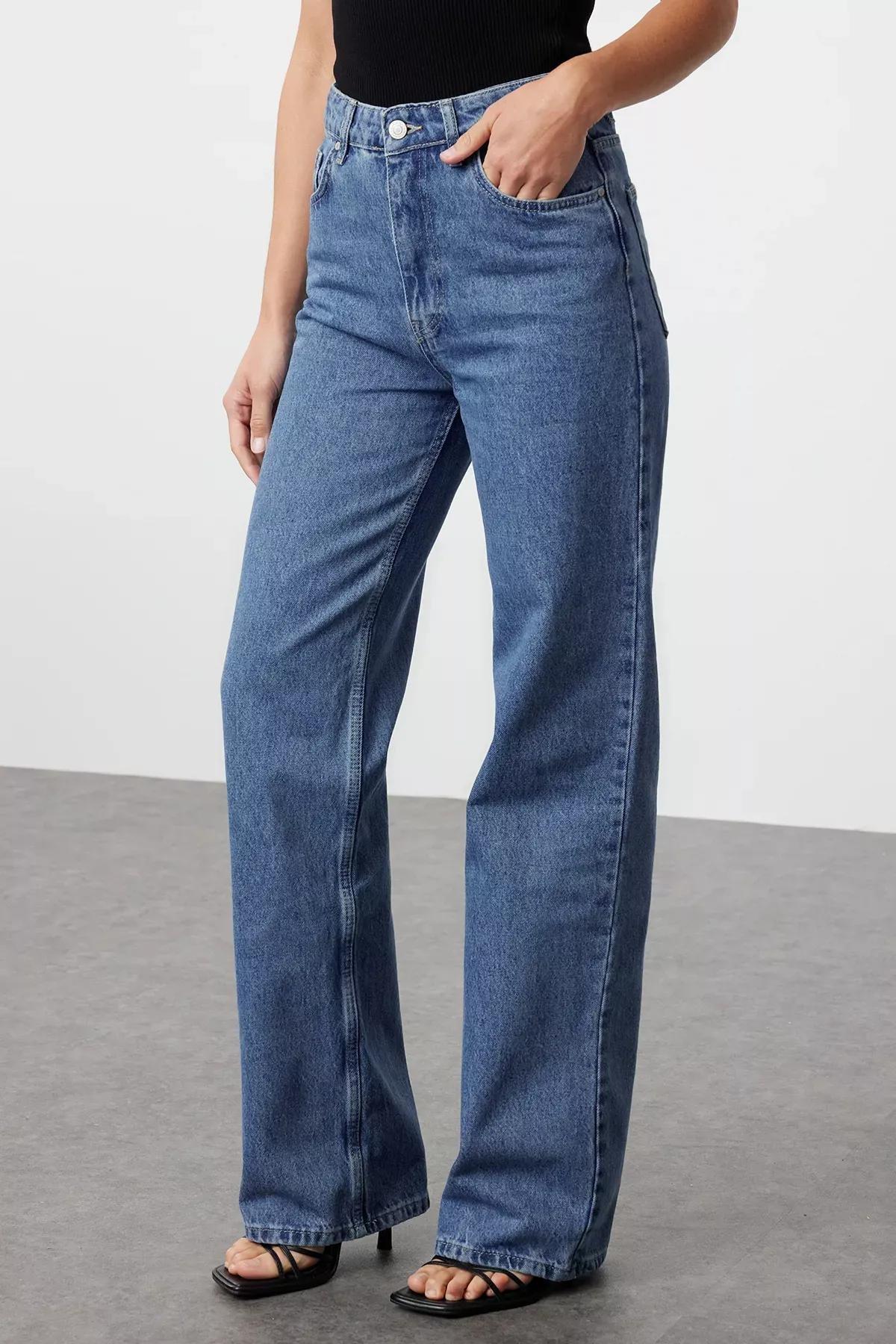 Blue High-Waist Wide Jeans, C101_1531, medium