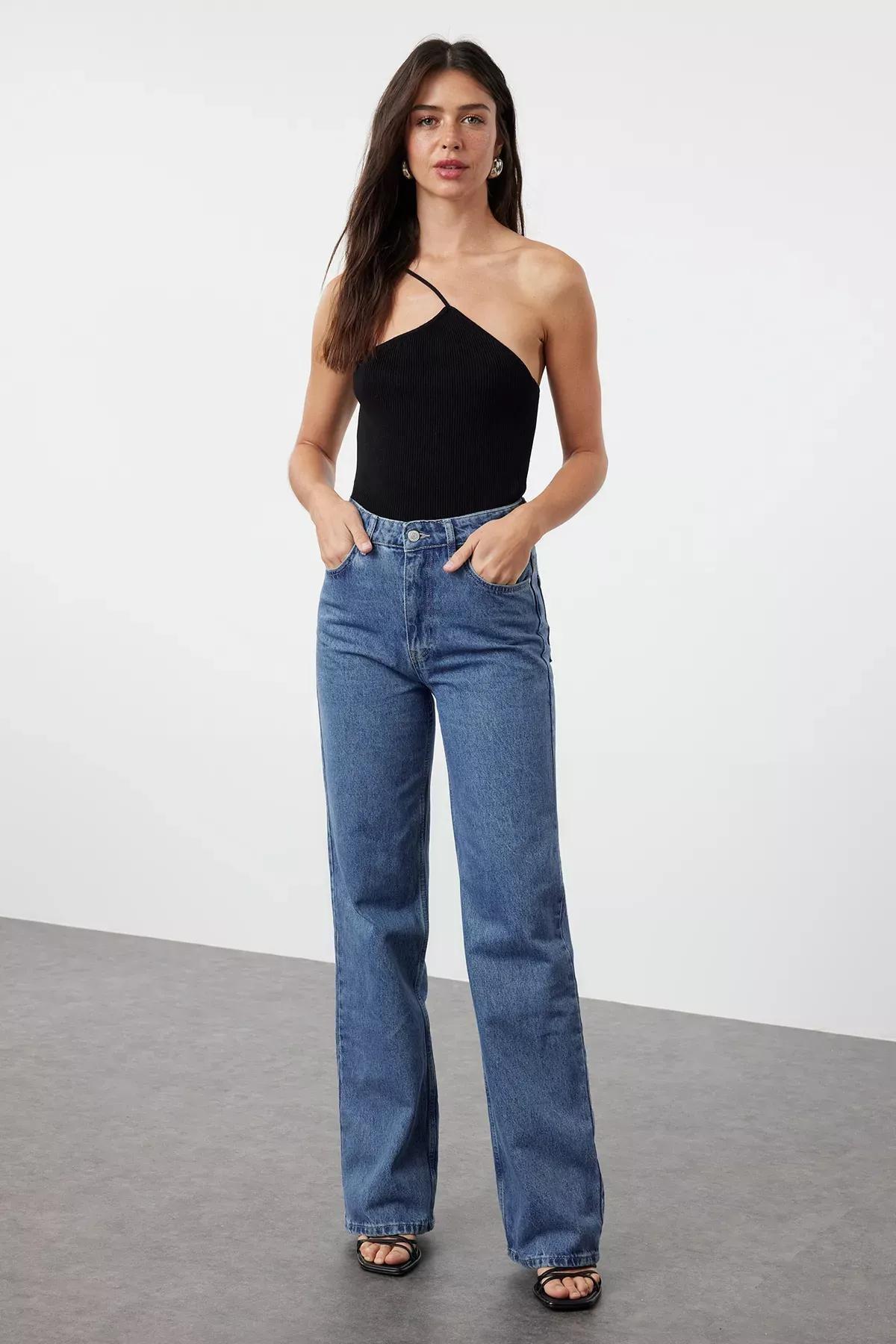 Blue High-Waist Wide Jeans, C101_1531, medium