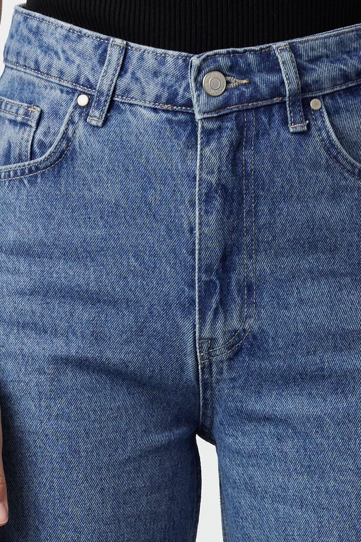 Blue High-Waist Wide Jeans, , large image number 3