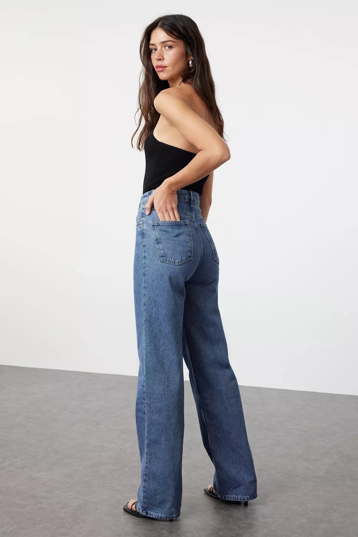 Blue High-Waist Wide Jeans, C101_1531, large image number 4