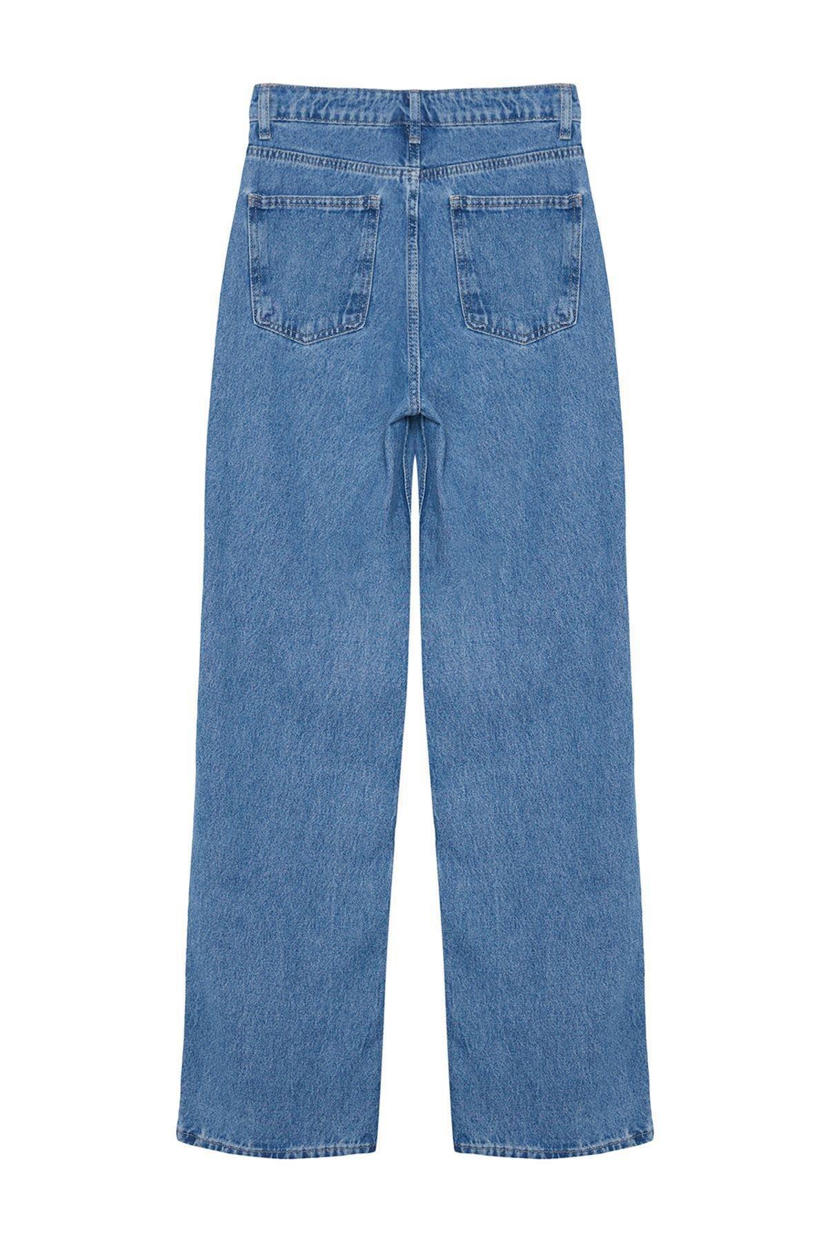 Blue High-Waist Wide Jeans, , large image number 5