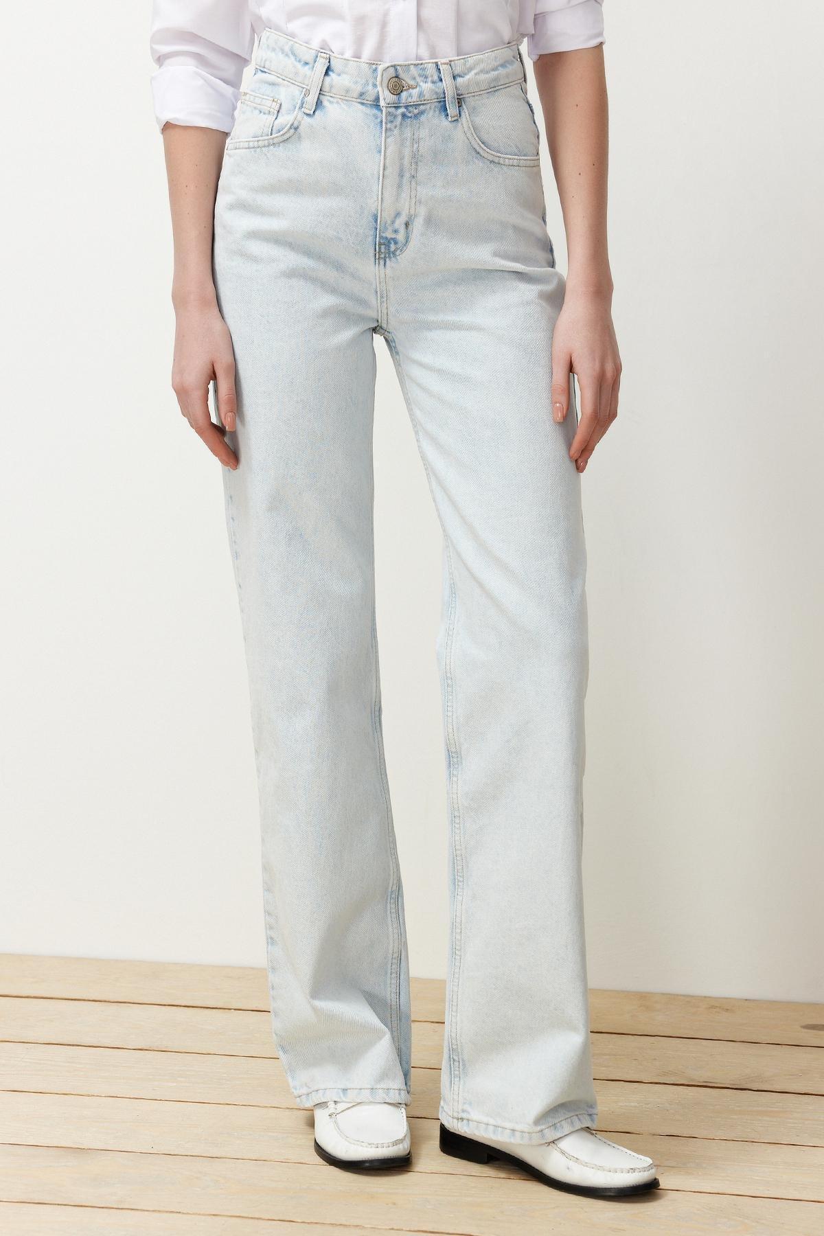 Black Wide Leg Denim Jeans, , large image number 0