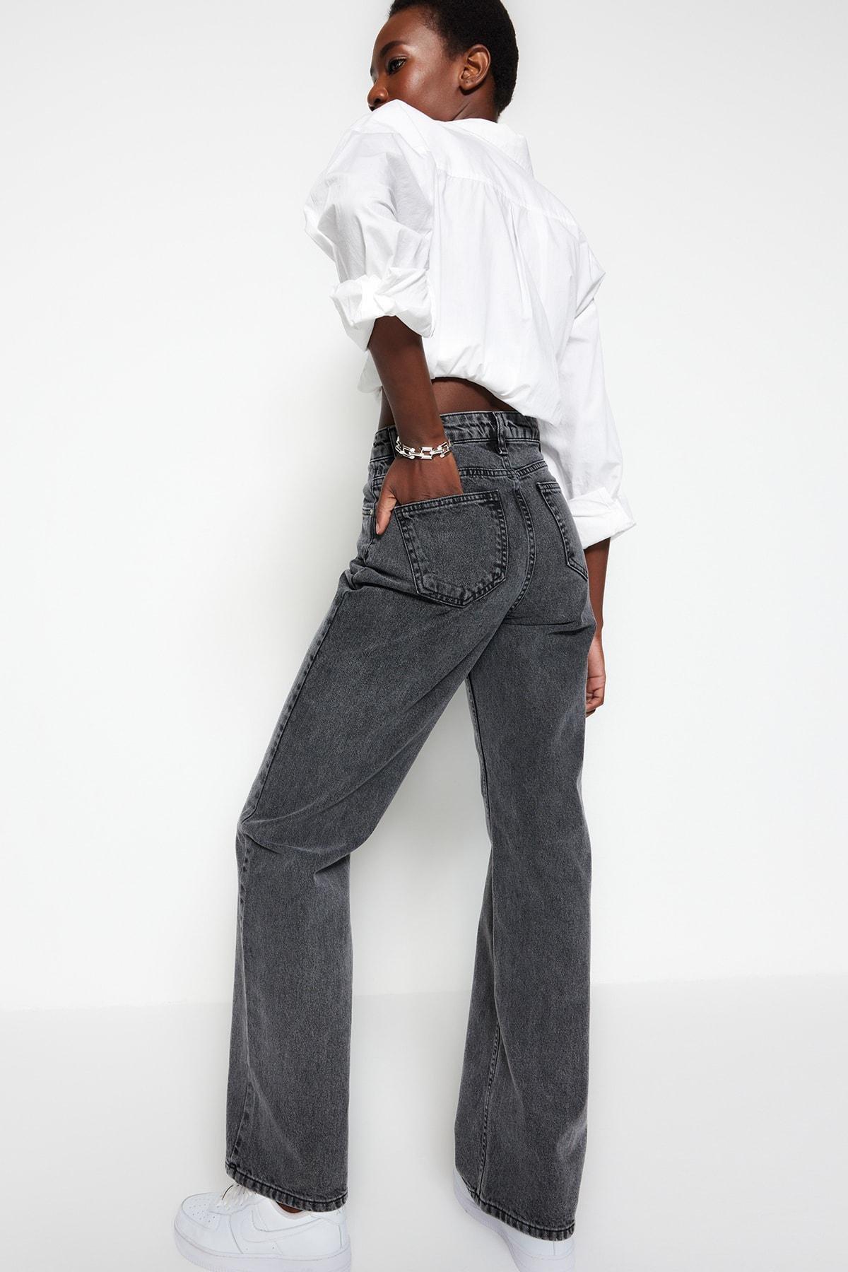 Grey Wide Leg Jeans, , large image number 1