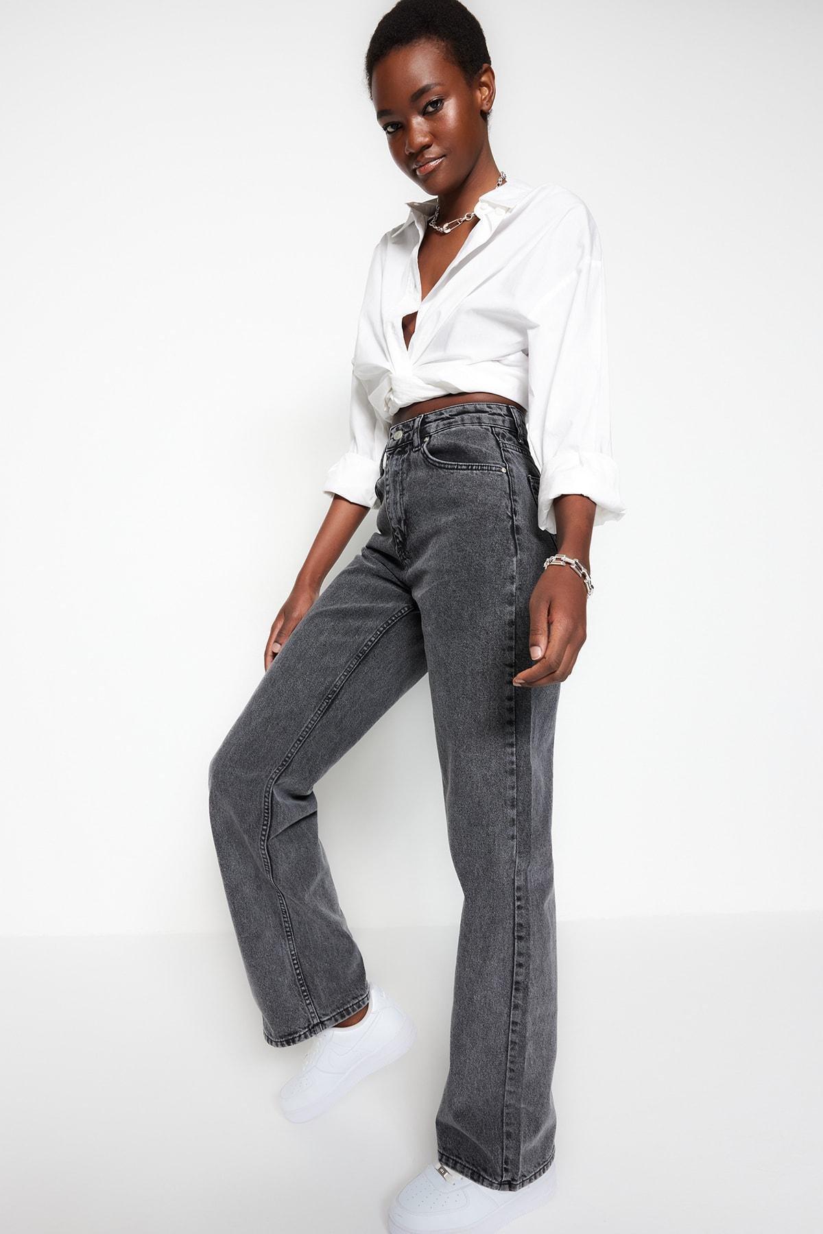 Grey Wide Leg Jeans, , large image number 2