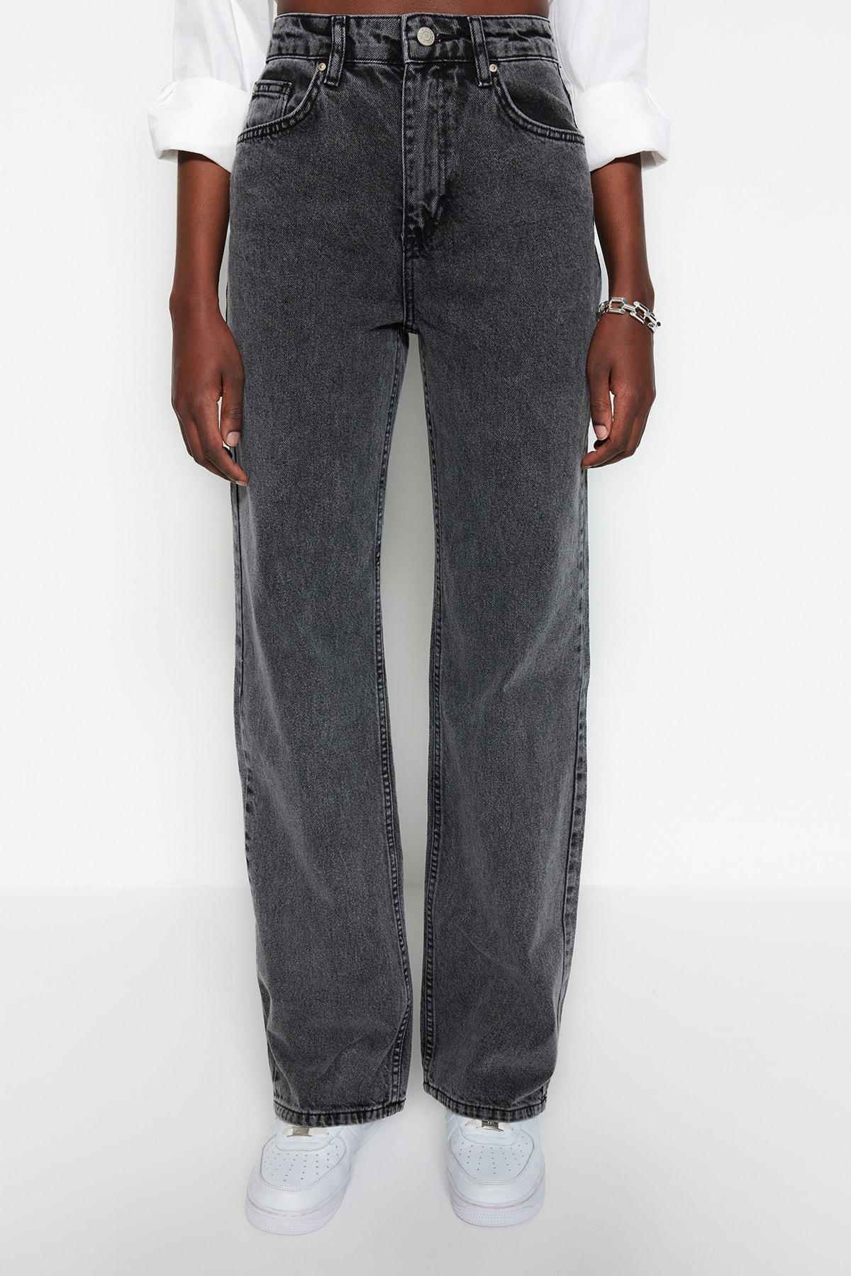 Grey Wide Leg Jeans, , large image number 3