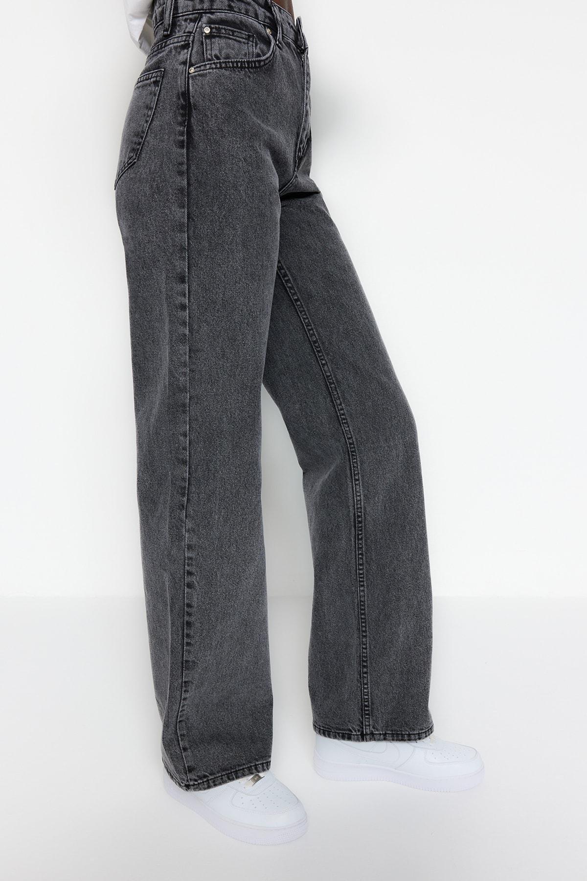 Grey Wide Leg Jeans, , large image number 4