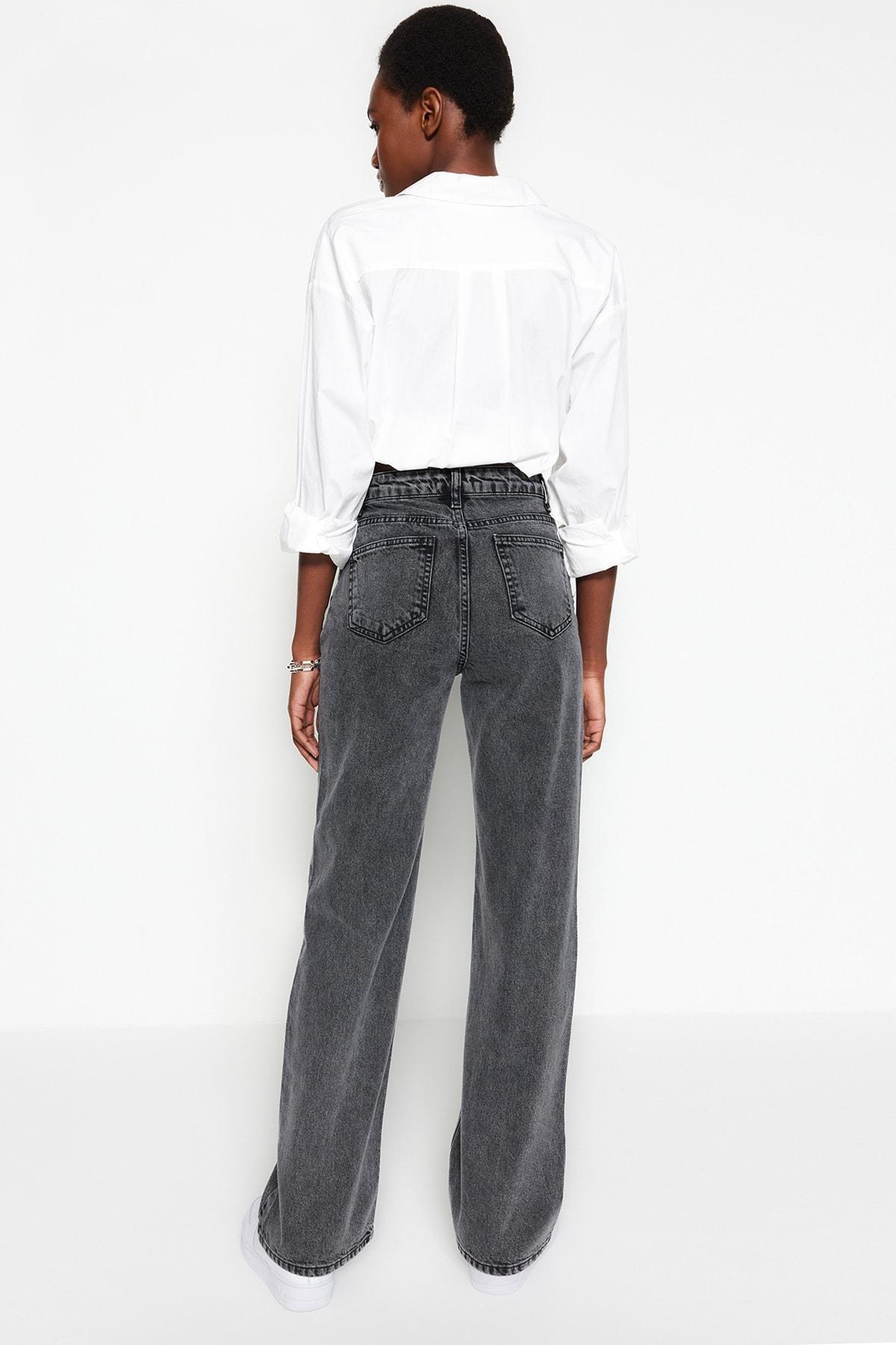 Grey Wide Leg Jeans, , large image number 5