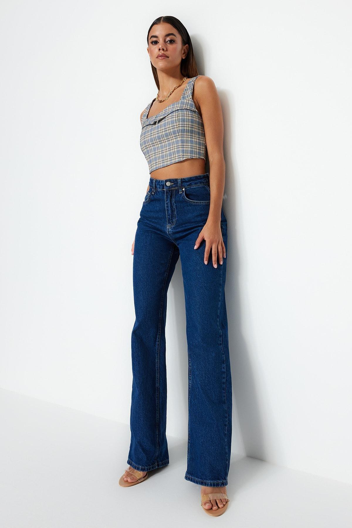 Blue Wide Leg Jeans, , large image number 0