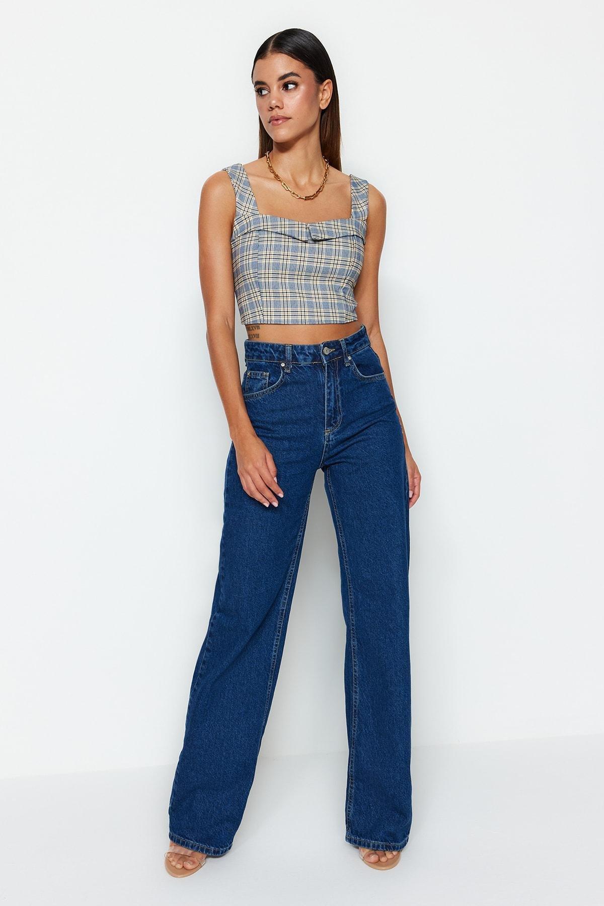 Blue Wide Leg Jeans, , large image number 1