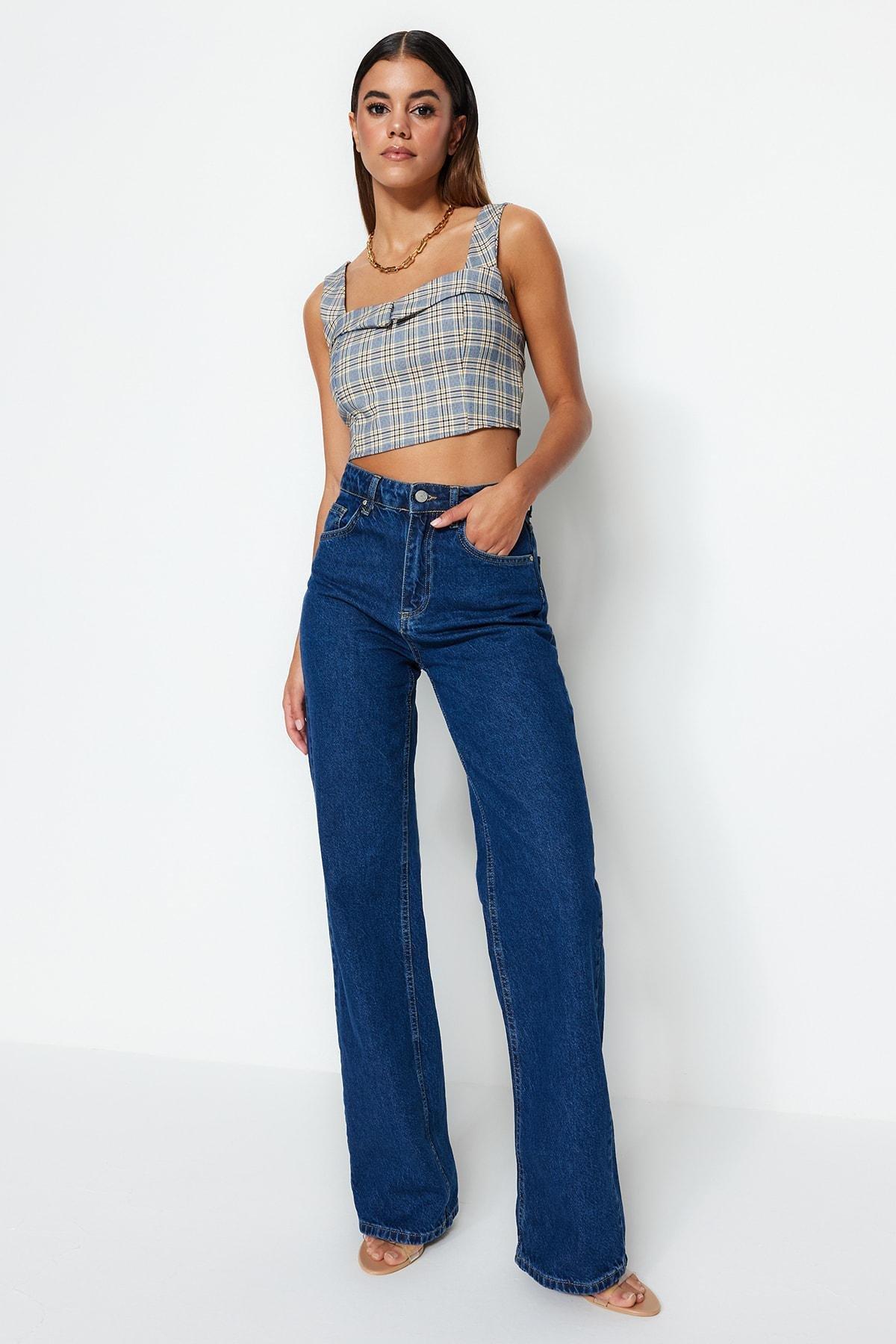 Blue Wide Leg Jeans, , large image number 2