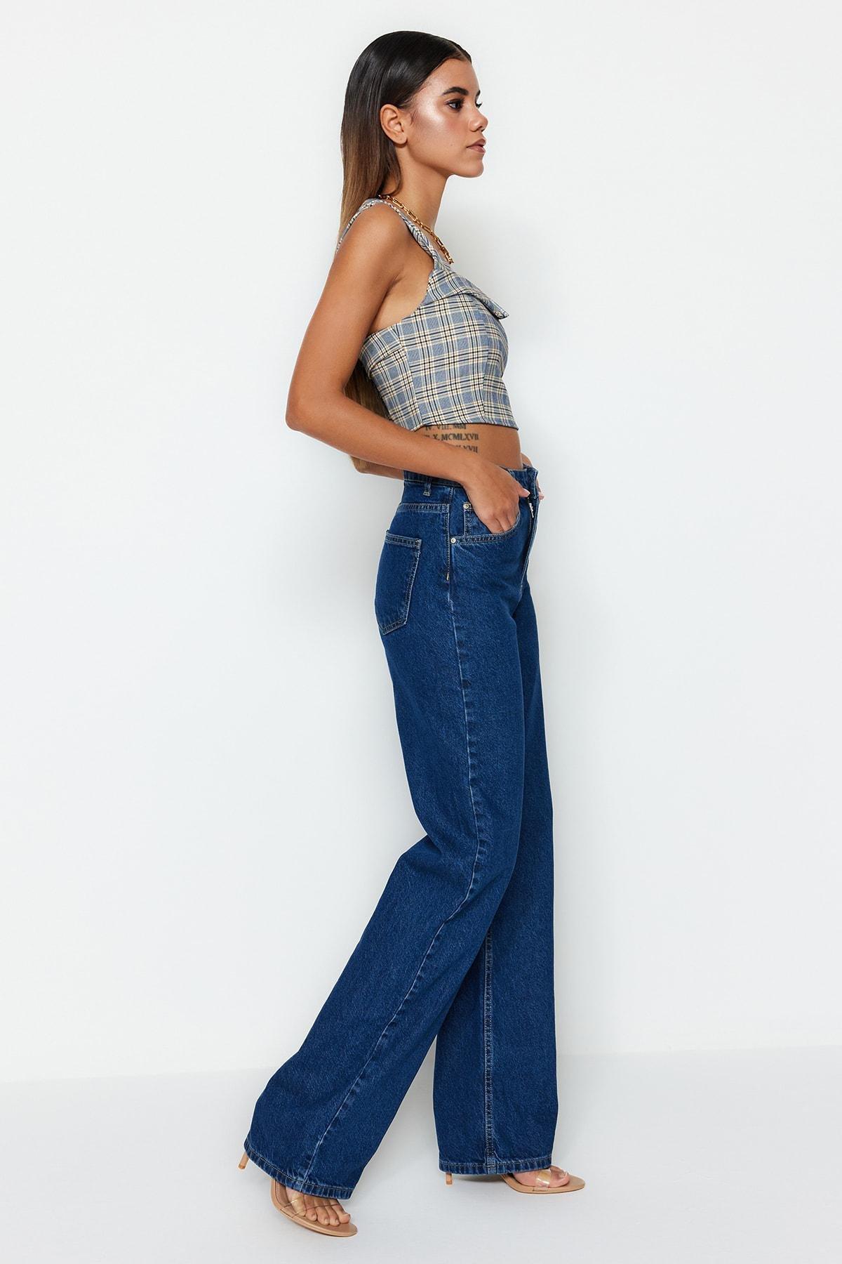 Blue Wide Leg Jeans, , large image number 3