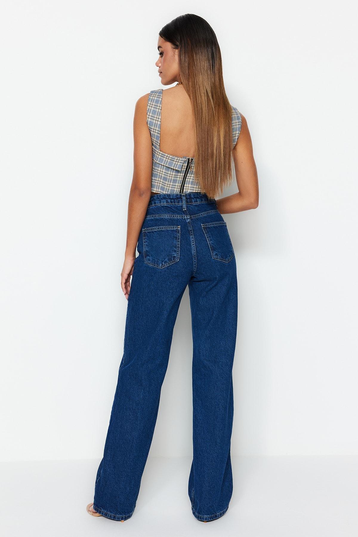 Blue Wide Leg Jeans, , large image number 5