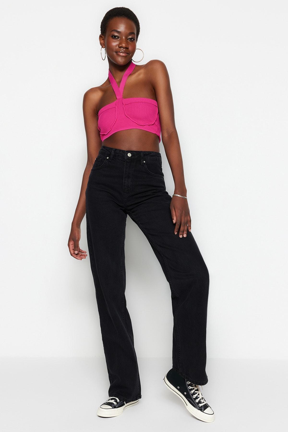 Black Wide Leg Jeans, , large image number 0