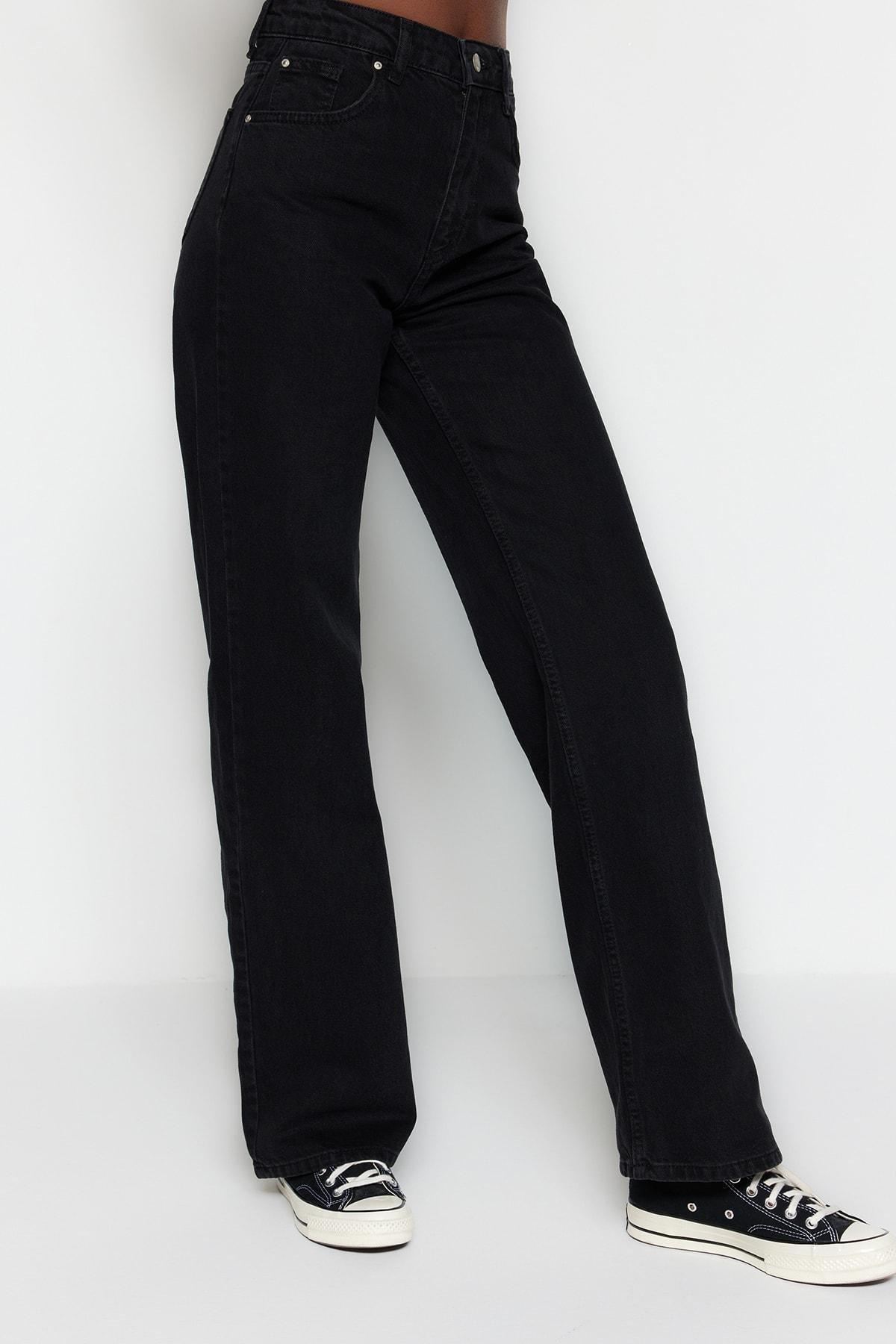 Black Wide Leg Jeans, , large image number 1