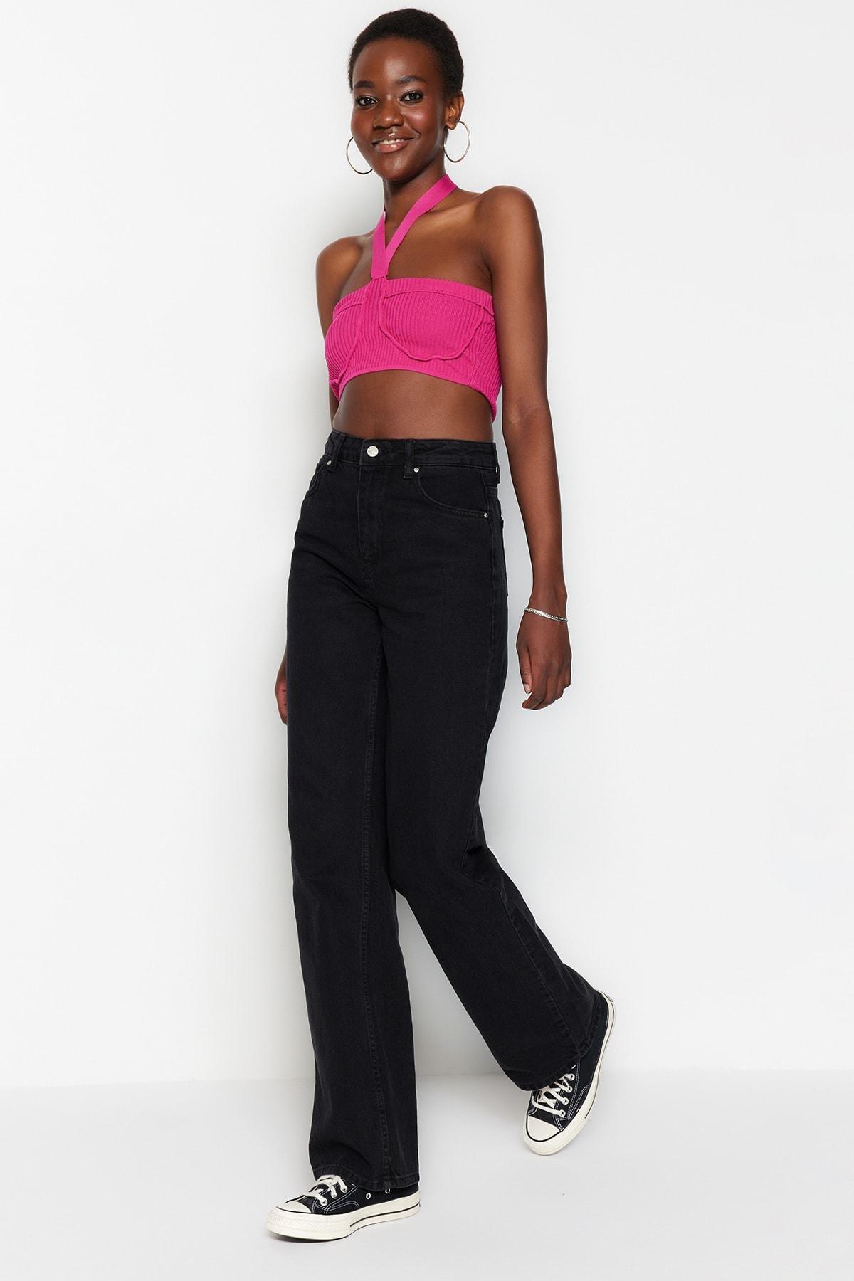 Black Wide Leg Jeans, , large image number 3