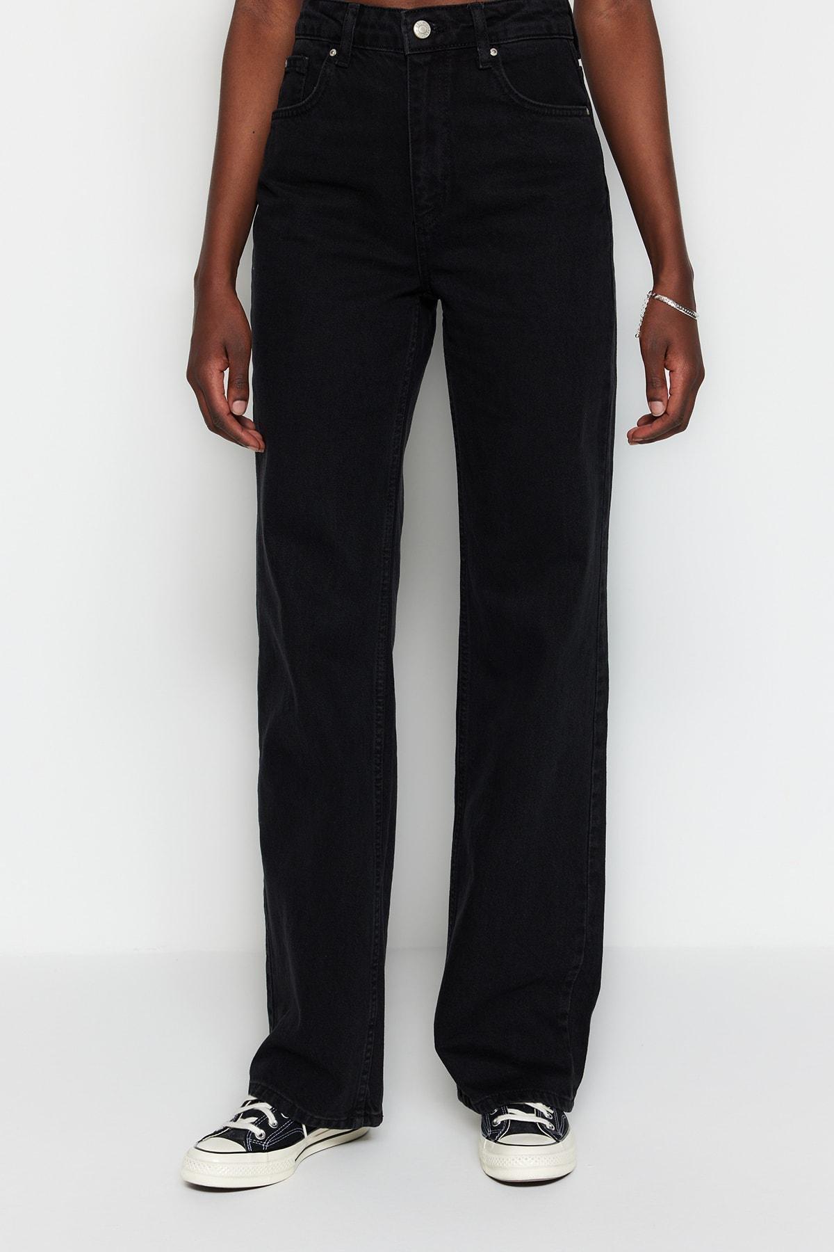 Black Wide Leg Jeans, , large image number 4