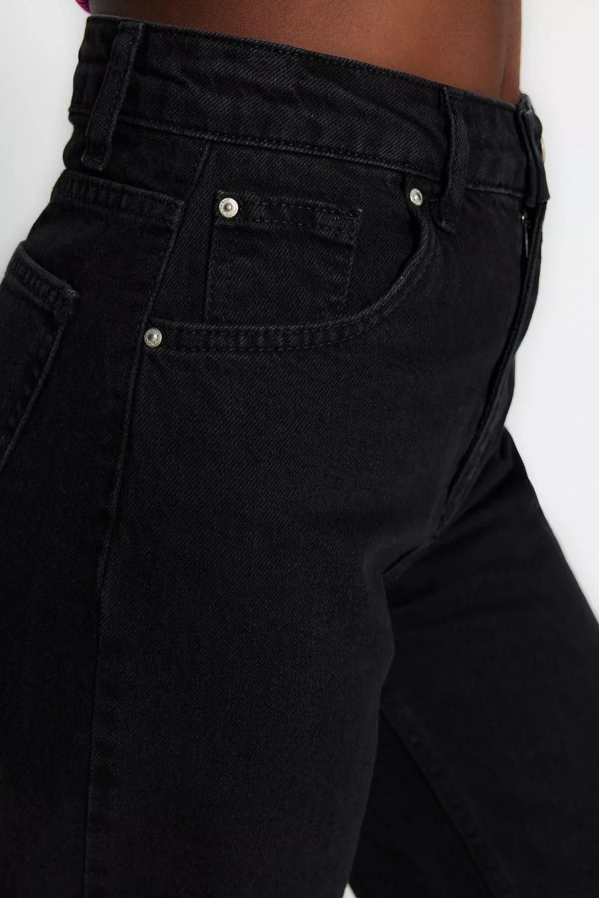 Black Wide Leg Jeans, Black, large image number 4