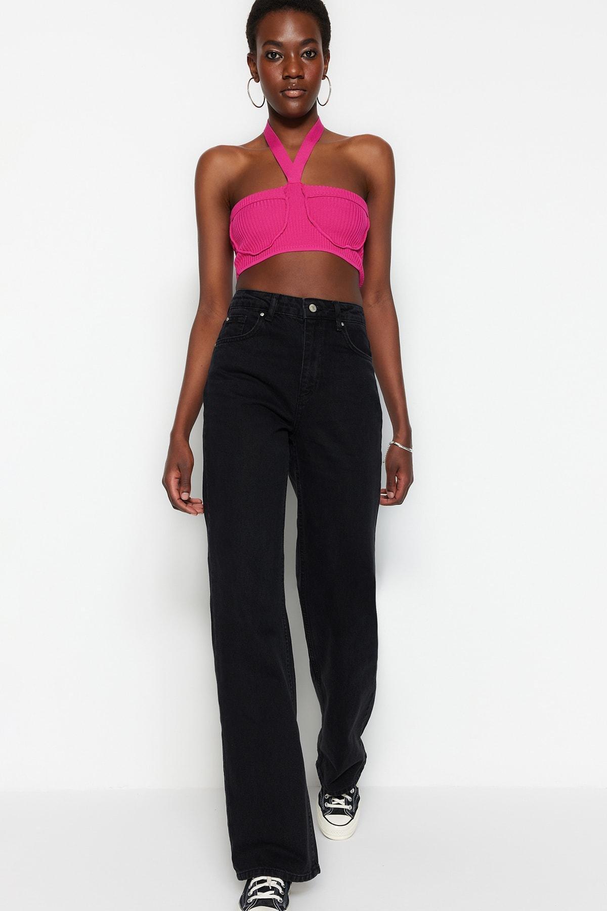 Black Wide Leg Jeans, , large image number 5