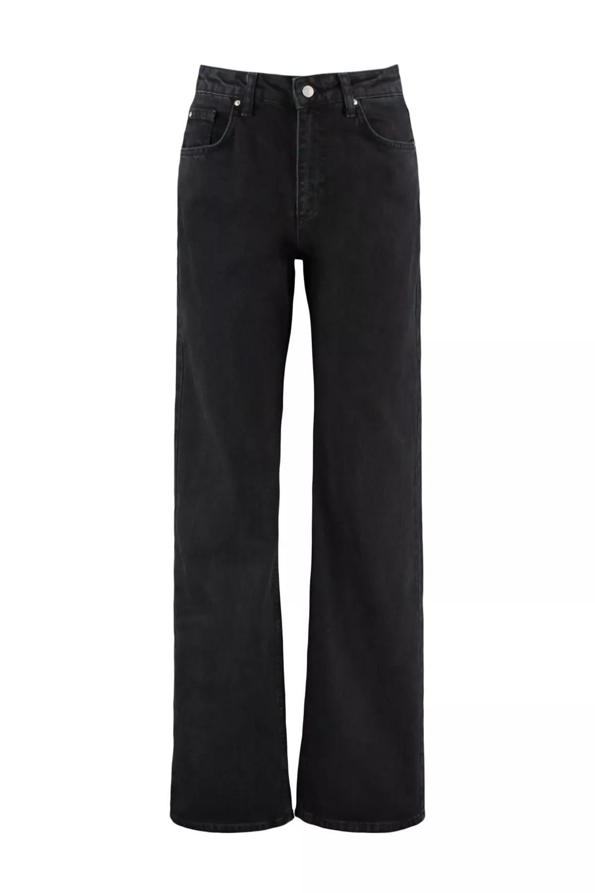 Black Wide Leg Jeans, Black, large image number 6