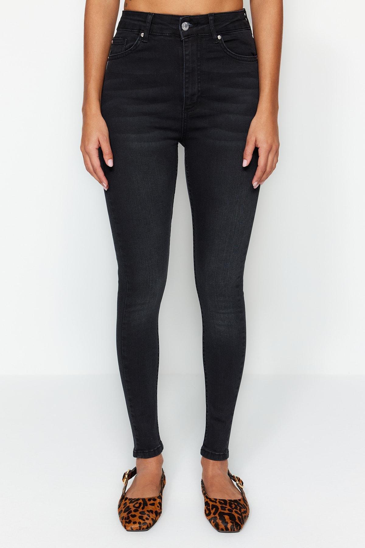 Black High Waist Skinny Jeans, , large image number 3