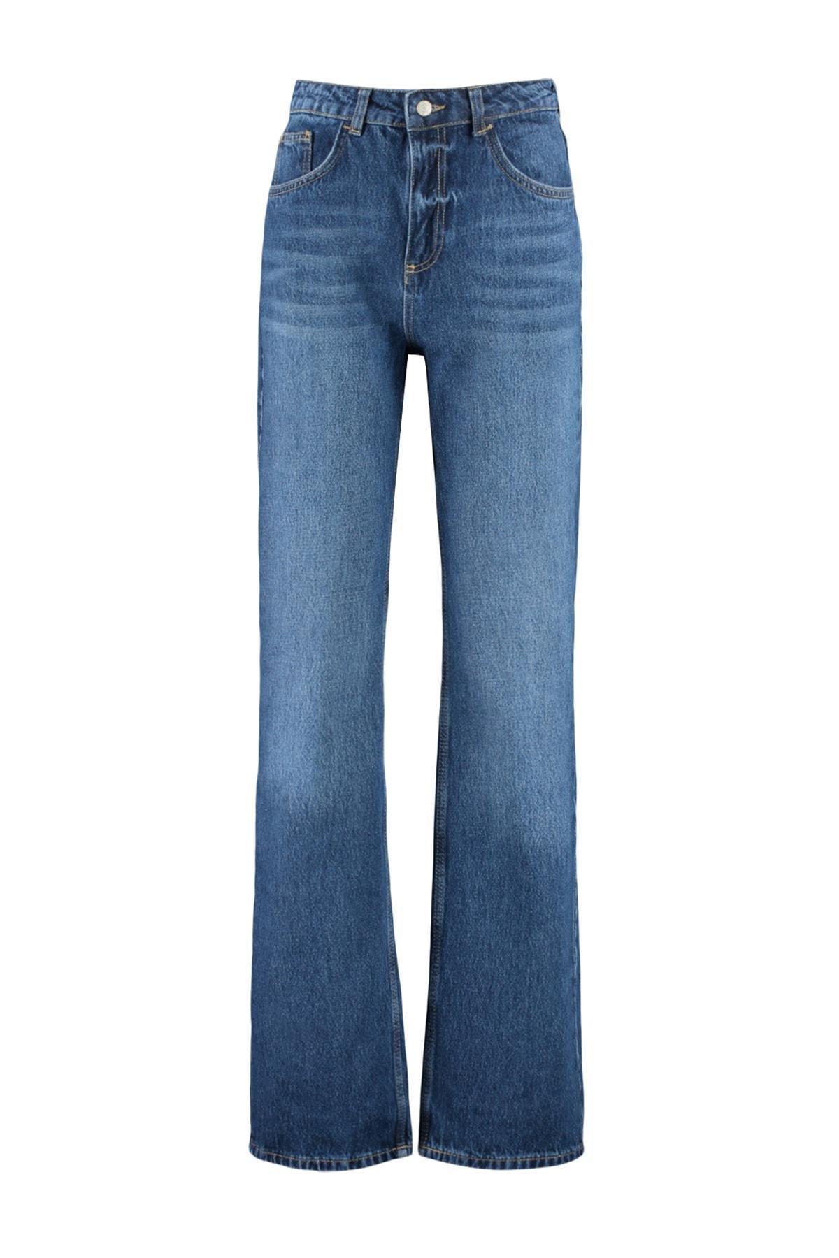 Blue  High-Waist Wide Leg Jeans, Blue, large image number 10