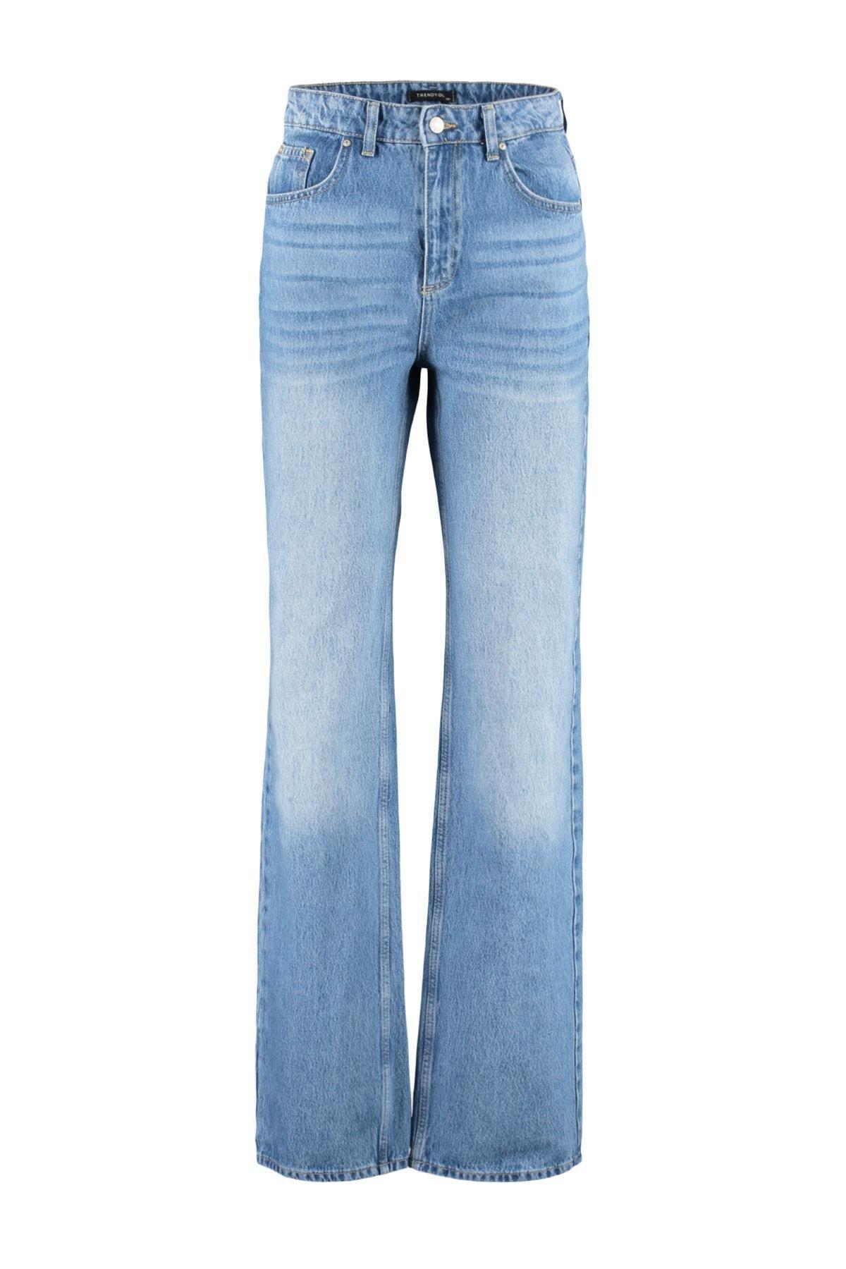 Blue  High-Waist Wide Leg Jeans, Blue, large image number 11