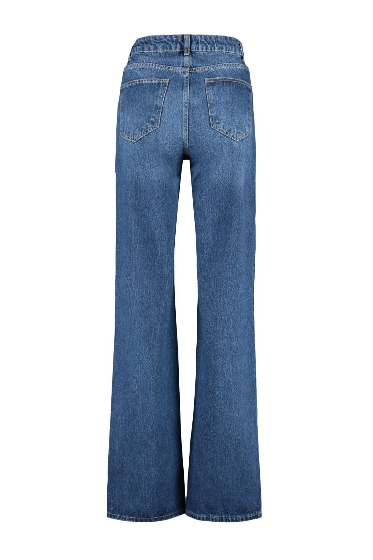 Blue  High-Waist Wide Leg Jeans, Blue, large image number 12