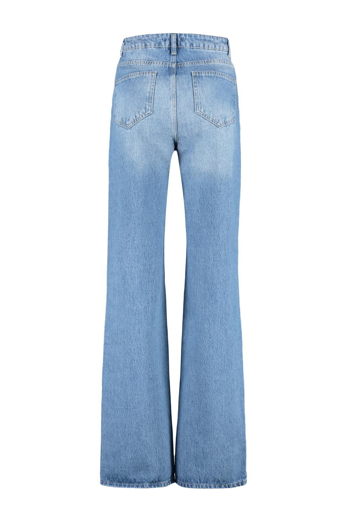 Blue  High-Waist Wide Leg Jeans, Blue, large image number 13
