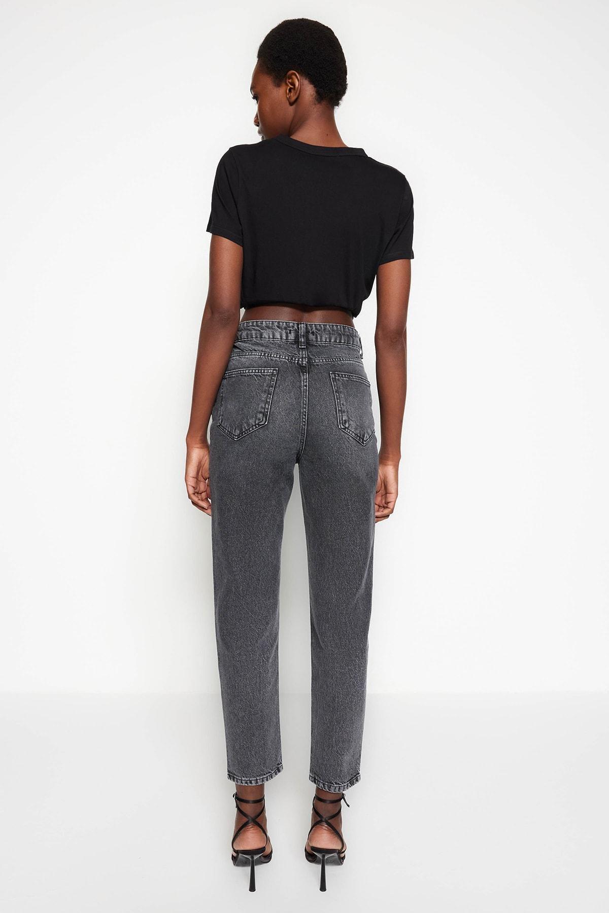 Gray High Waist Mom Jeans, , large image number 5