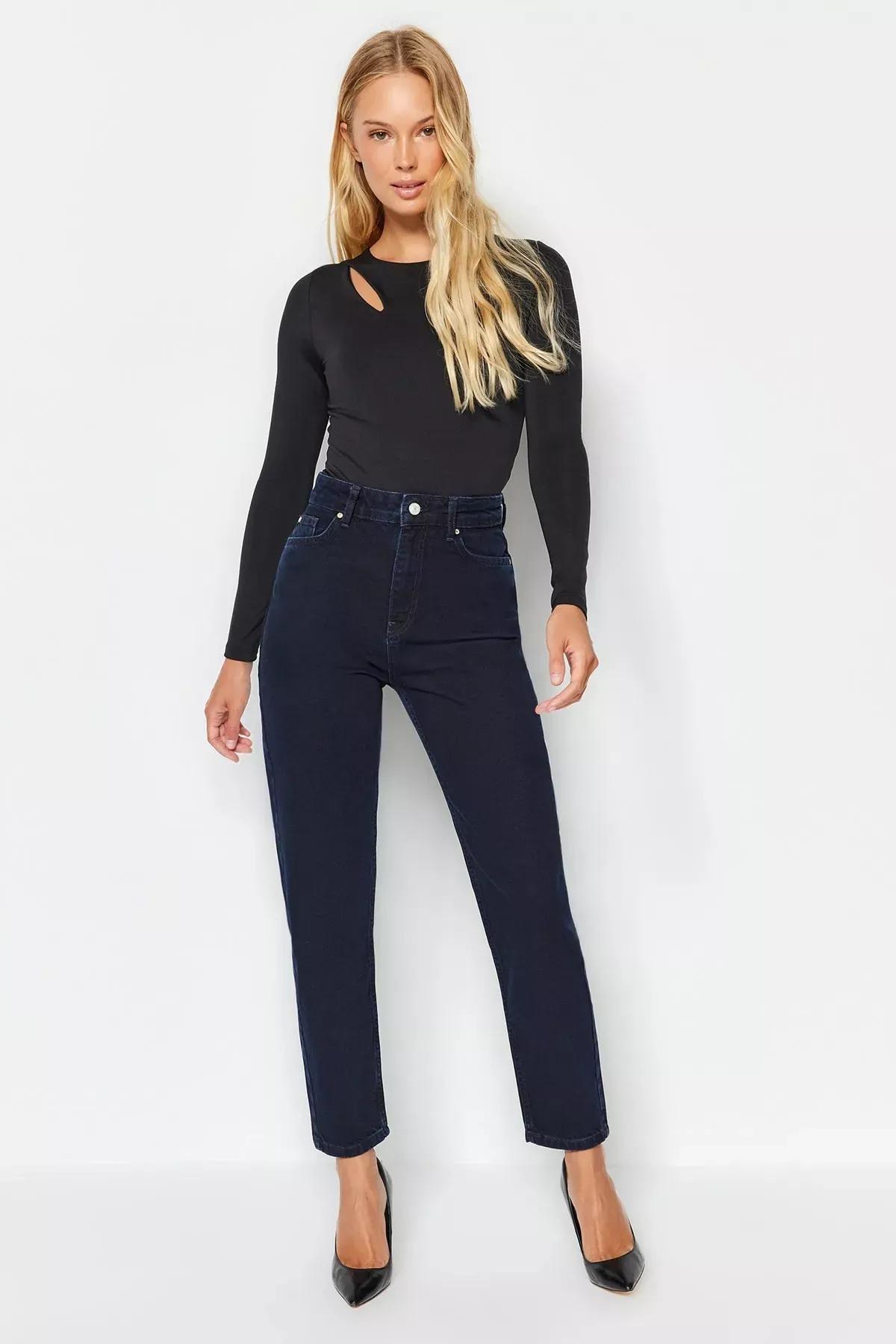Navy Mom Jeans, , large image number 1