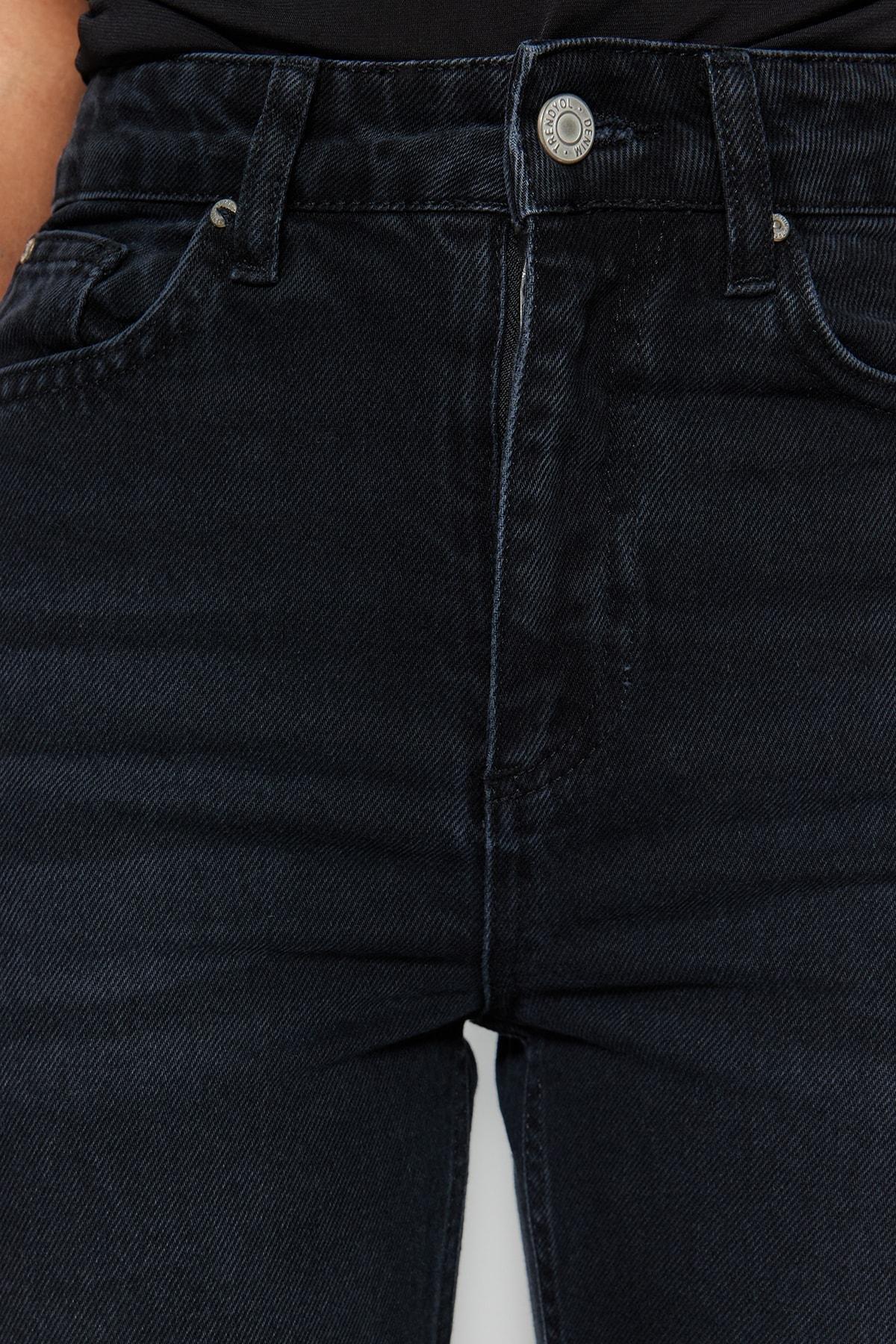 Black High Waist Mom Jeans, , large image number 4