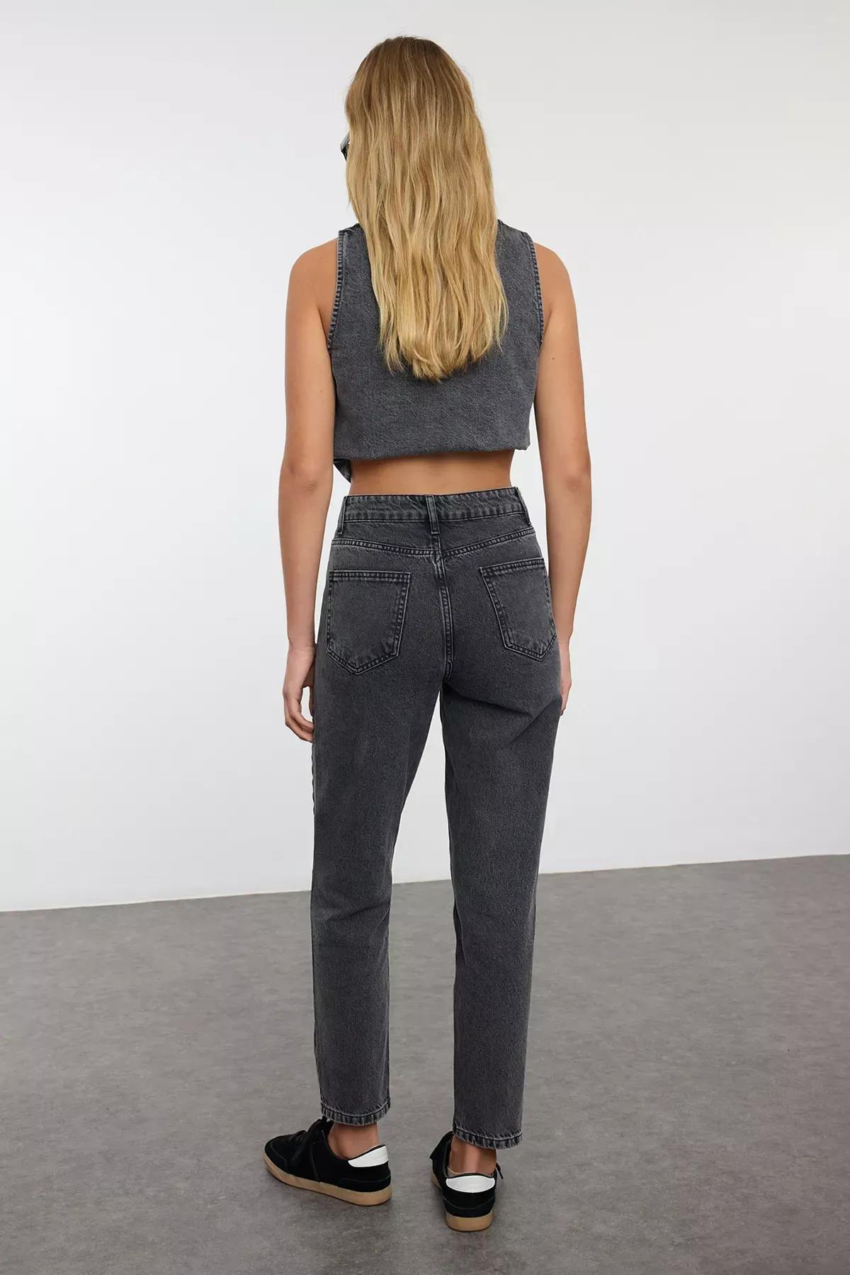 Black High-Waist Mom Jeans, , large image number 4