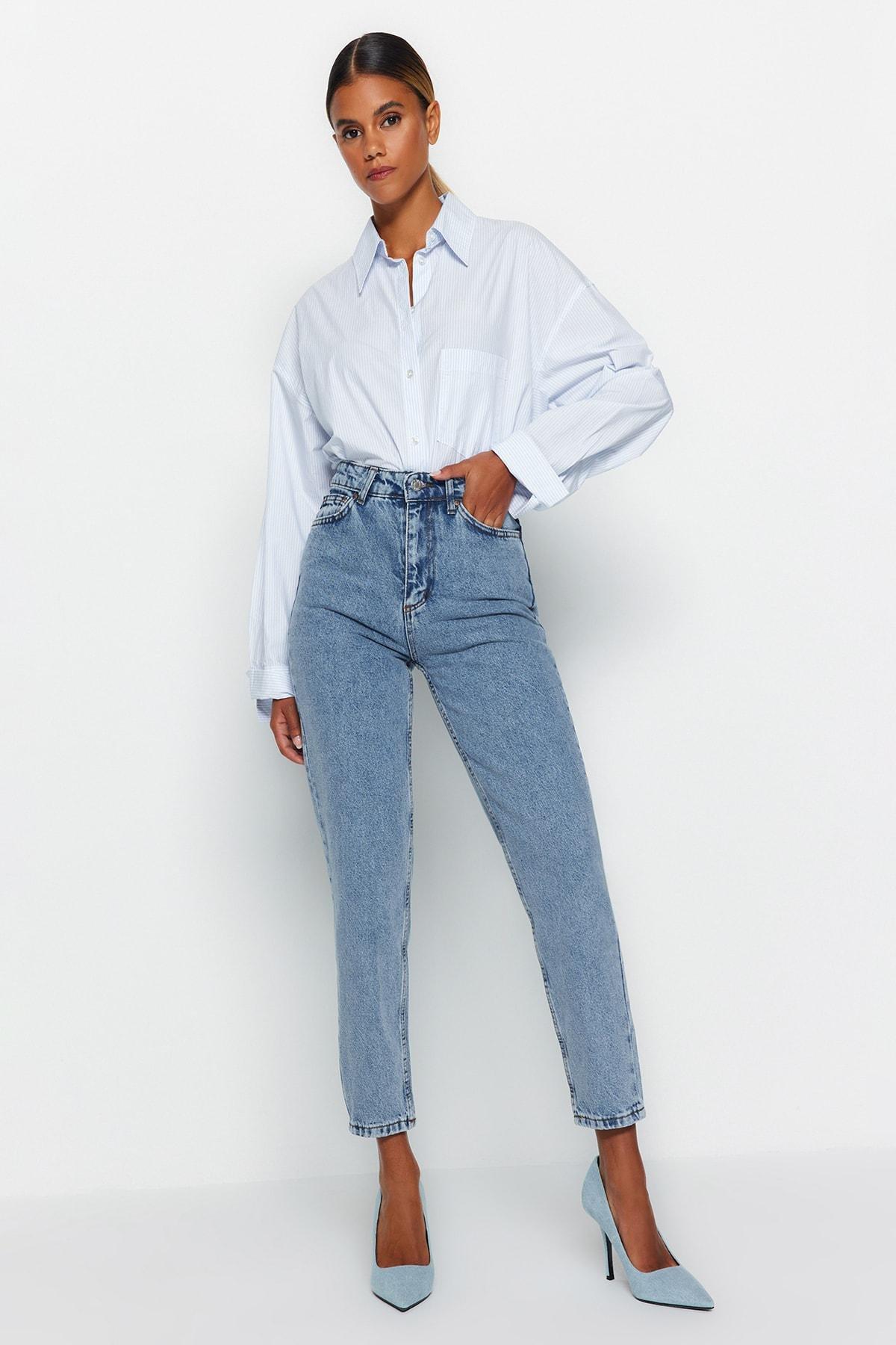 Blue Mom Jeans, , large image number 0