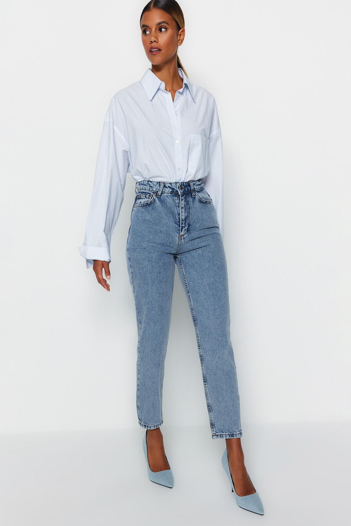 Blue Mom Jeans, , large image number 1